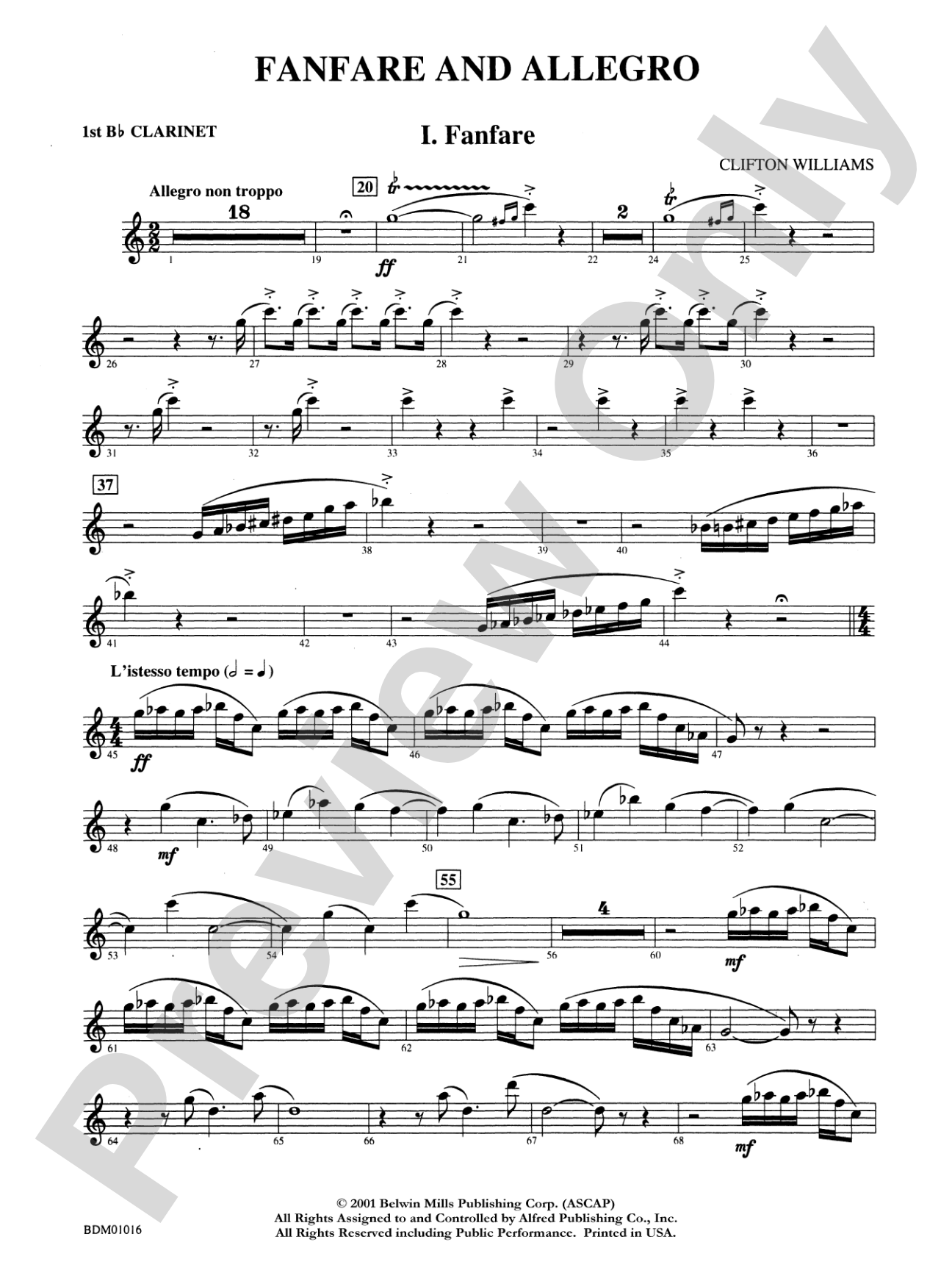 Fanfare and Allegro: 1st B-flat Clarinet