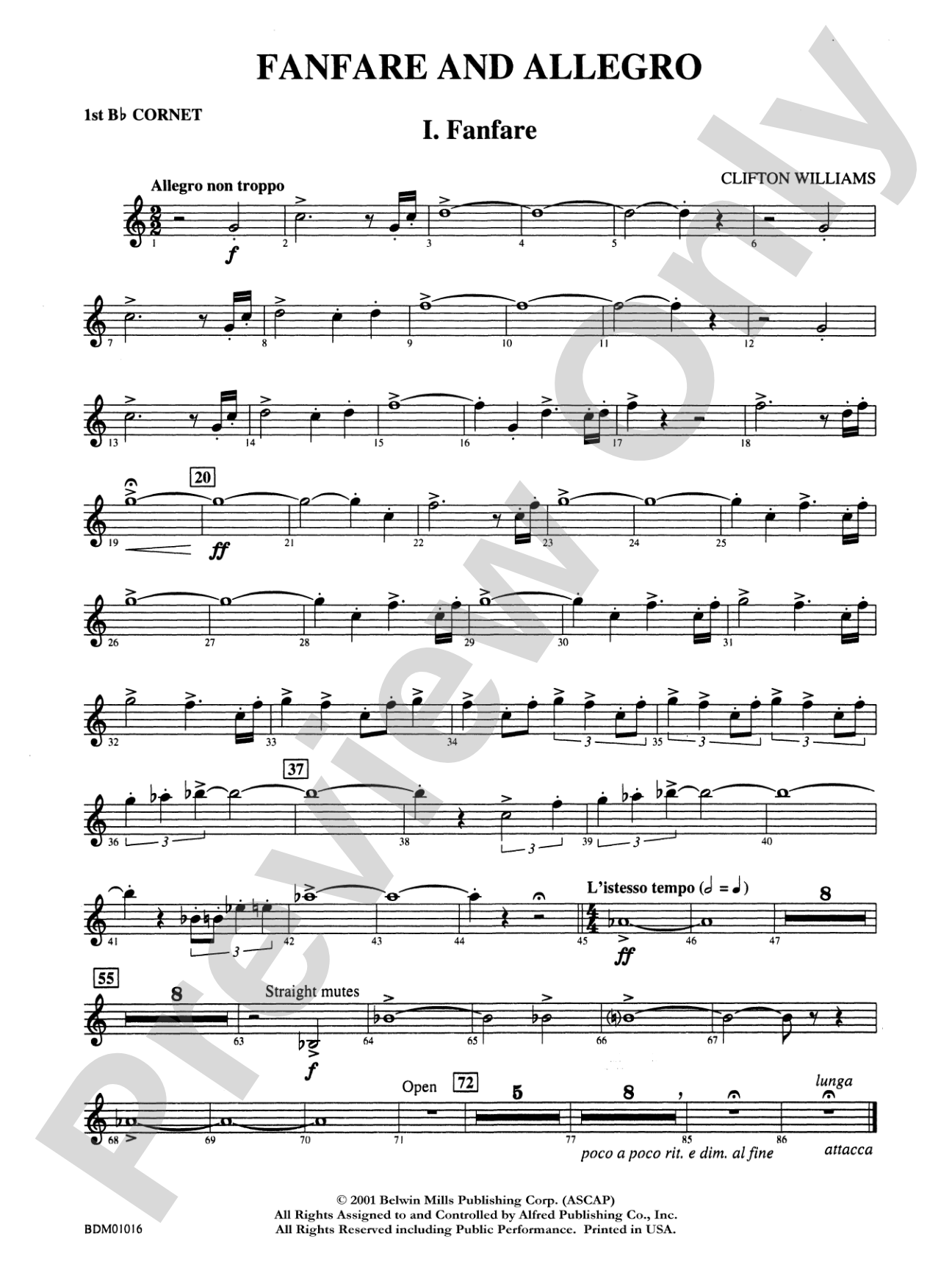 Fanfare and Allegro: 1st B-flat Cornet