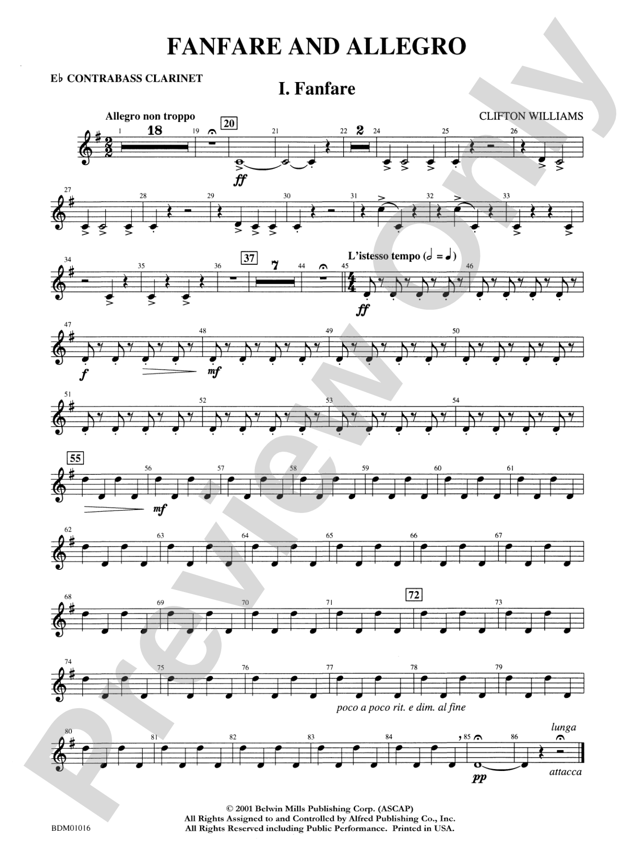 Fanfare and Allegro: E-flat Contrabass Clarinet