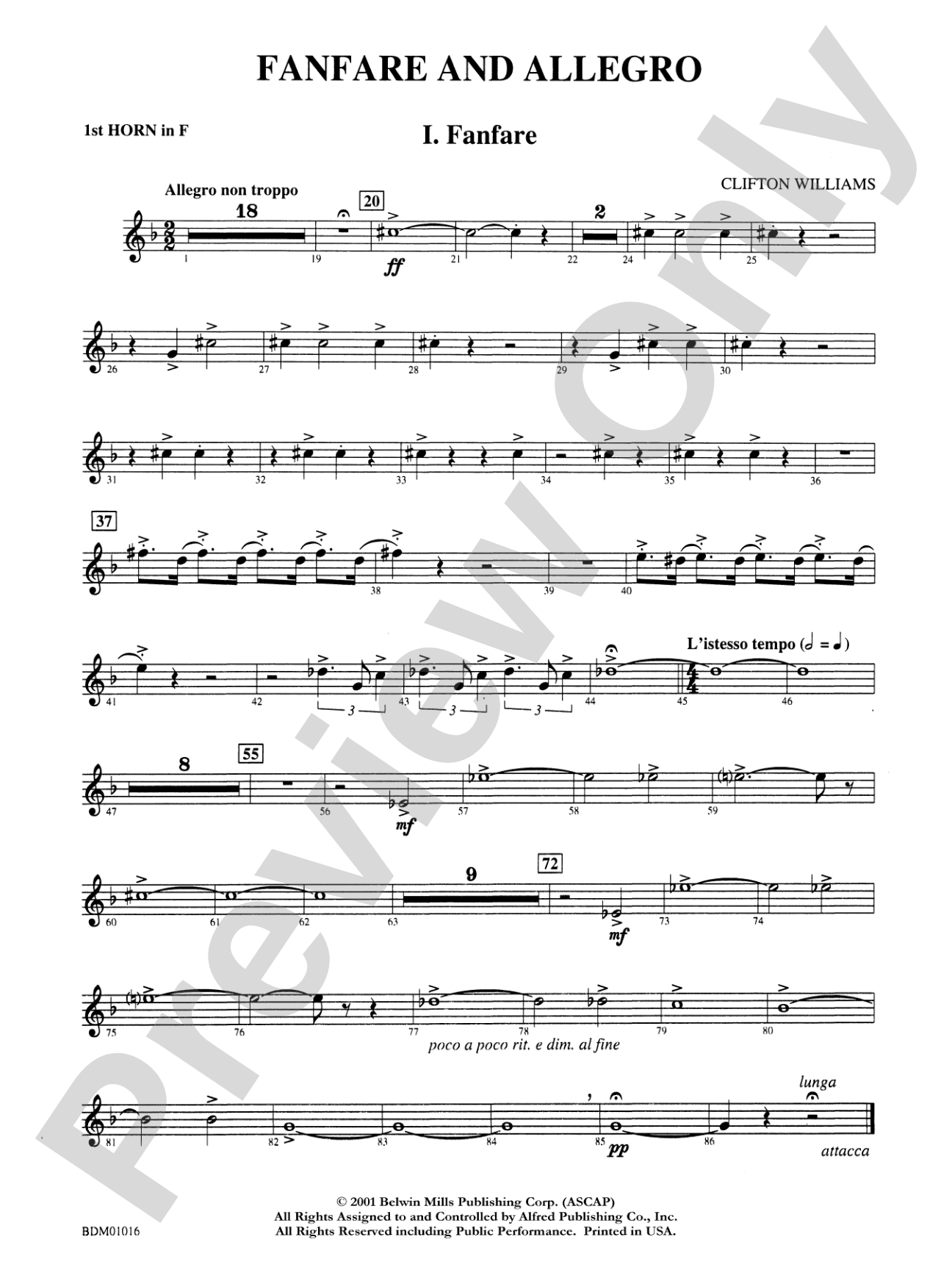 Fanfare and Allegro: 1st F Horn