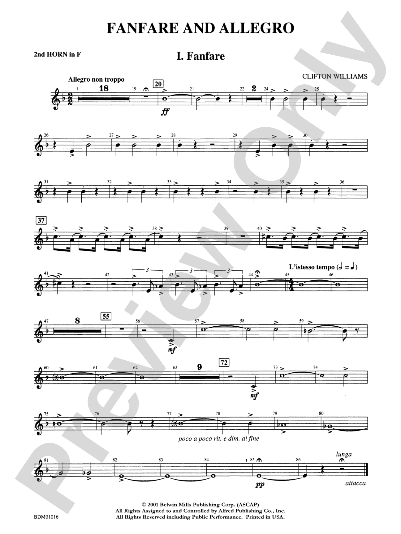 Fanfare and Allegro: 2nd F Horn