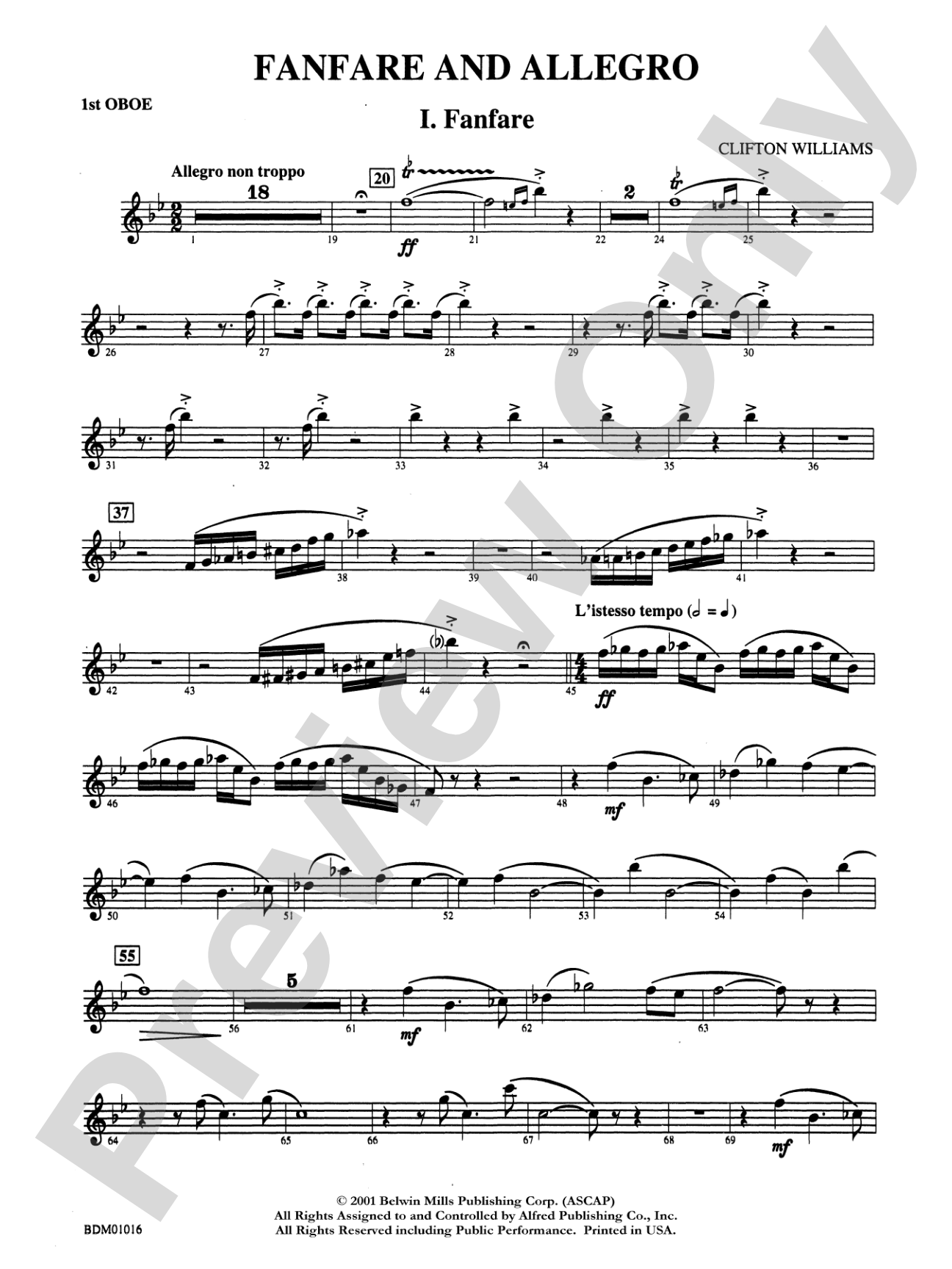 Fanfare and Allegro: Oboe