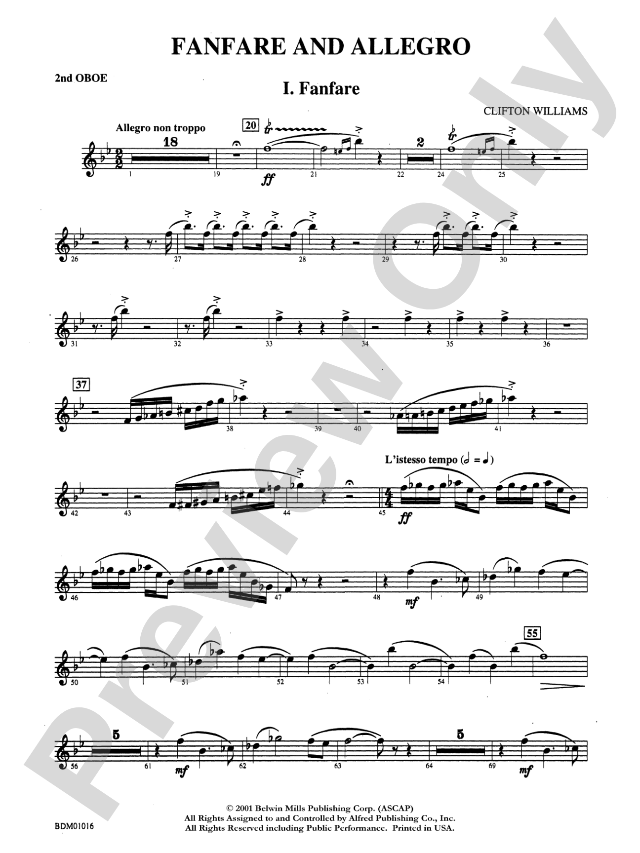 Fanfare and Allegro: 2nd Oboe