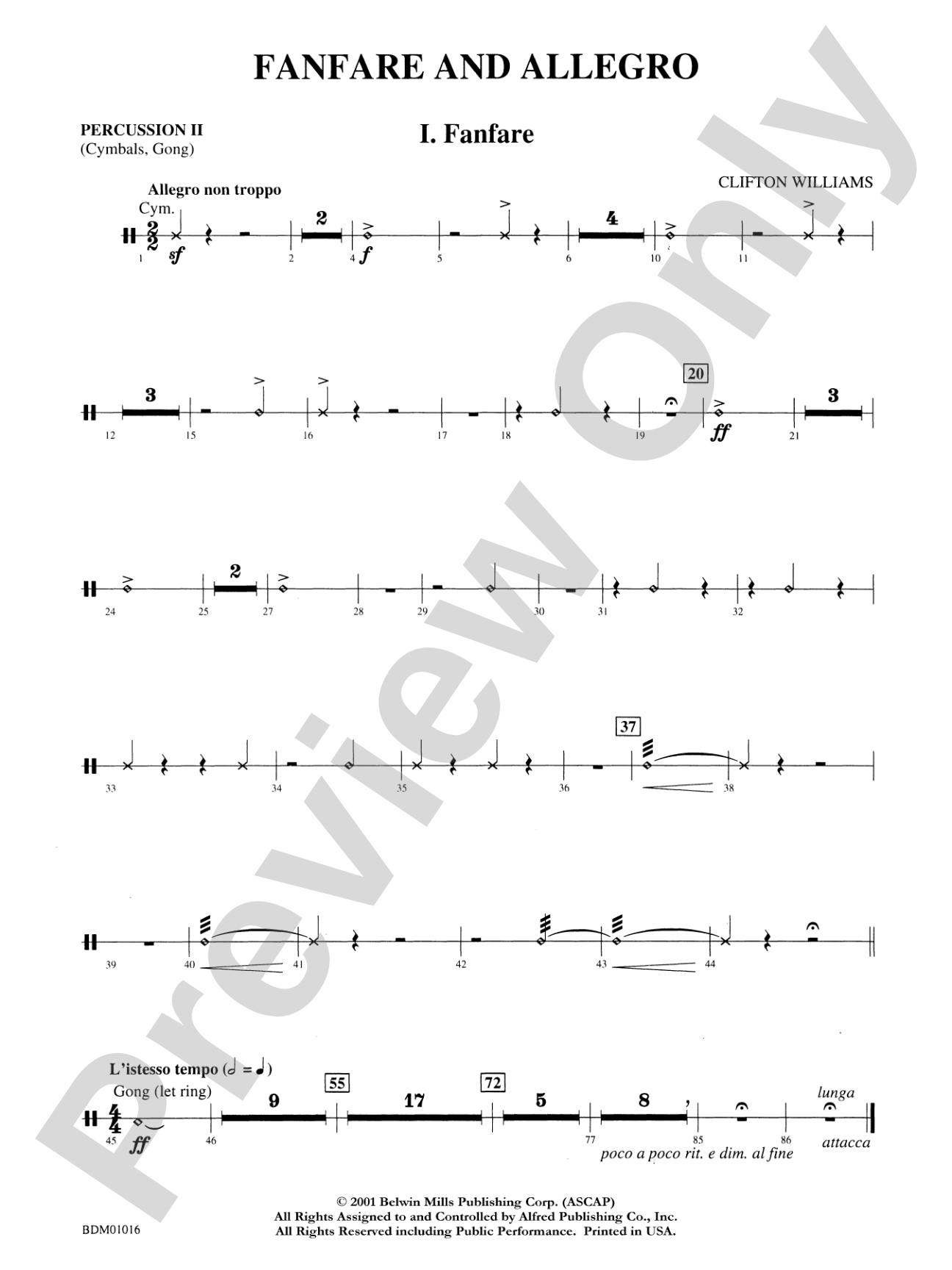 Fanfare and Allegro: 2nd Percussion
