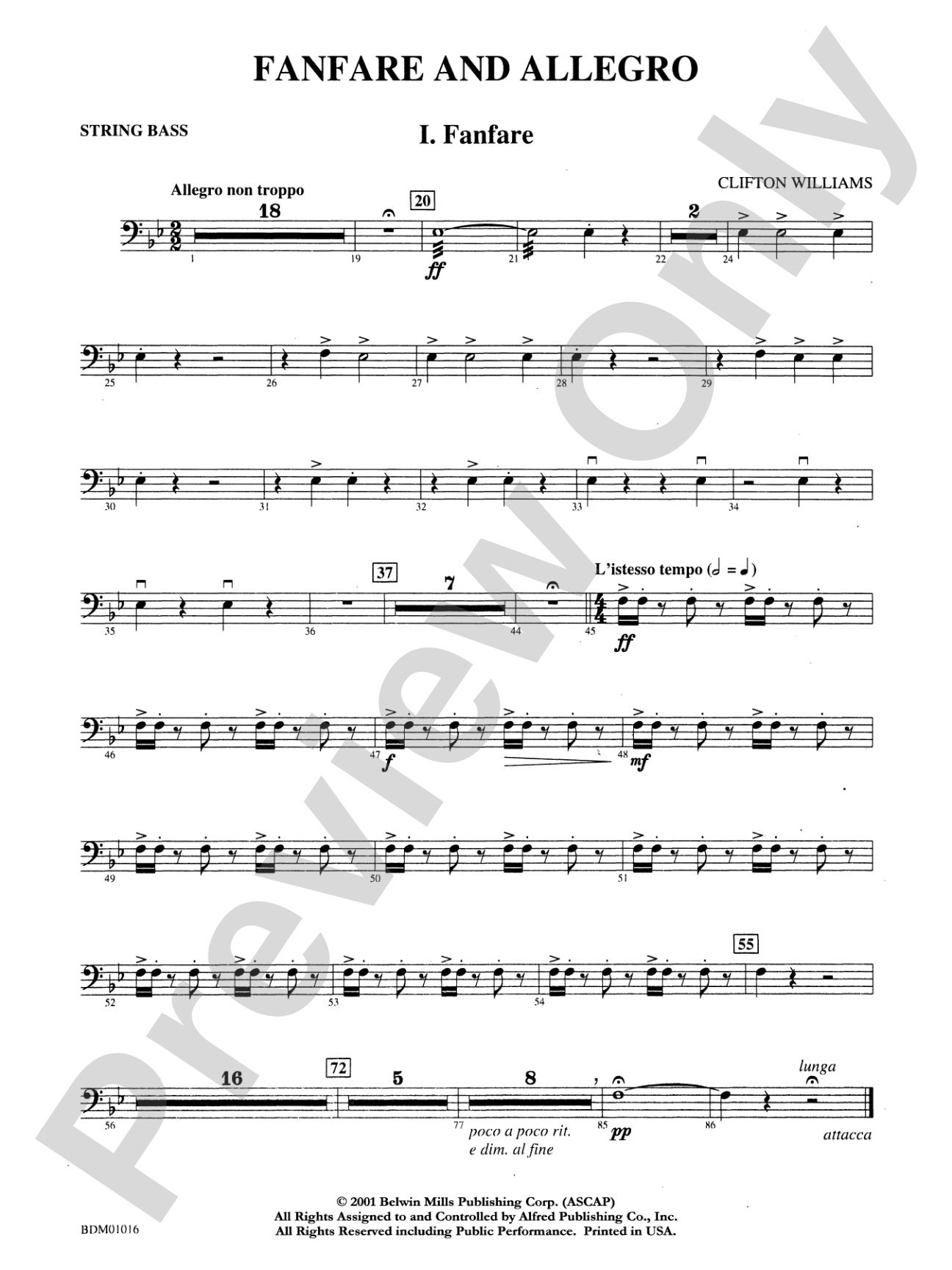 Fanfare and Allegro: String Bass