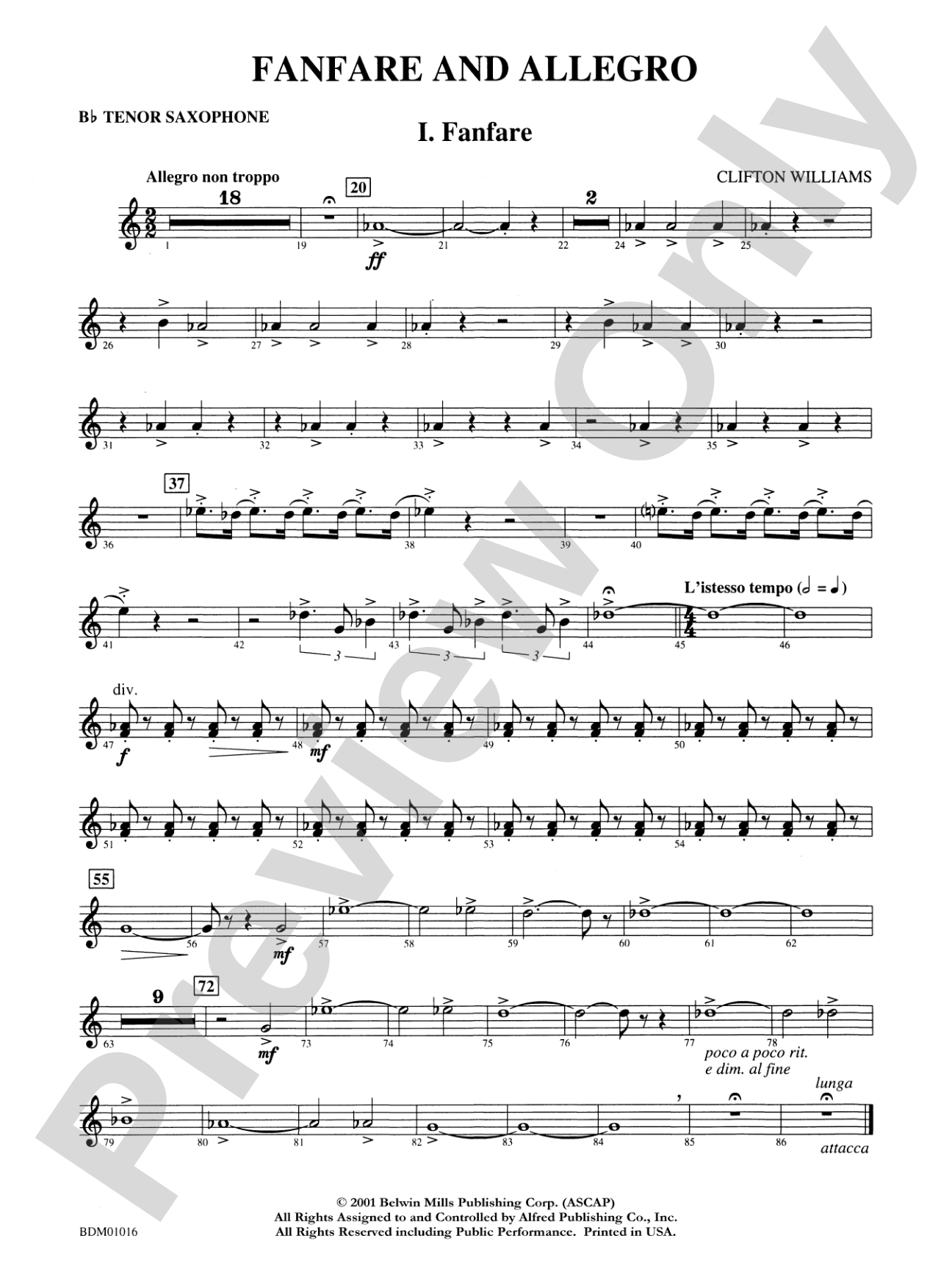 Fanfare and Allegro: B-flat Tenor Saxophone