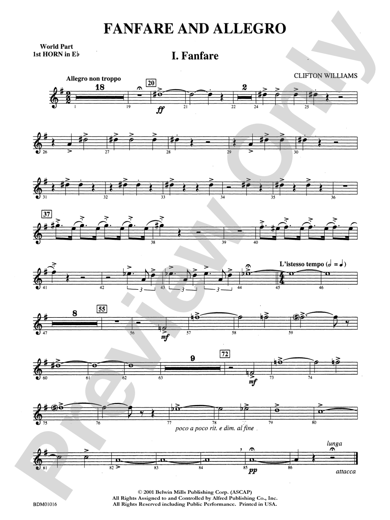 Fanfare and Allegro: (wp) 1st Horn in E-flat