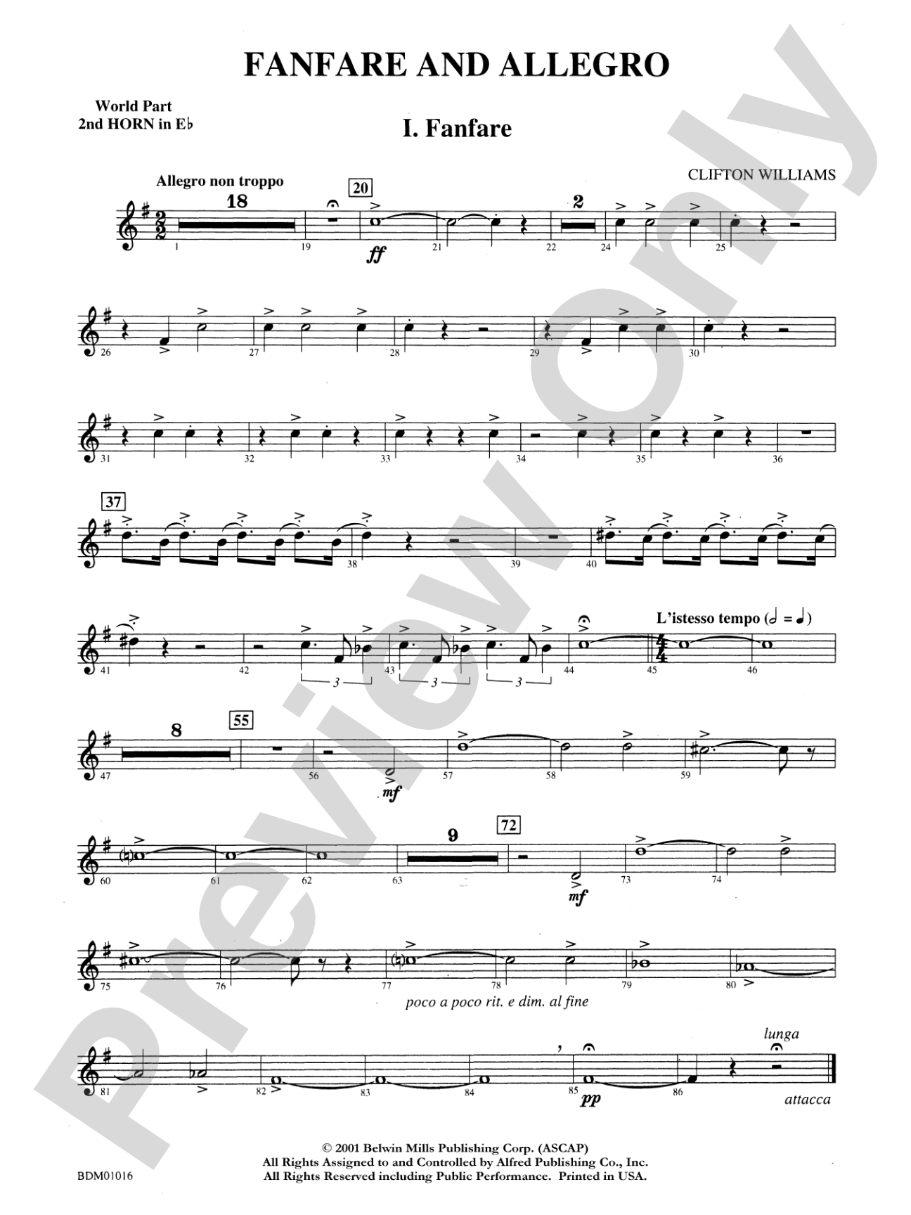 Fanfare and Allegro: (wp) 2nd Horn in E-flat