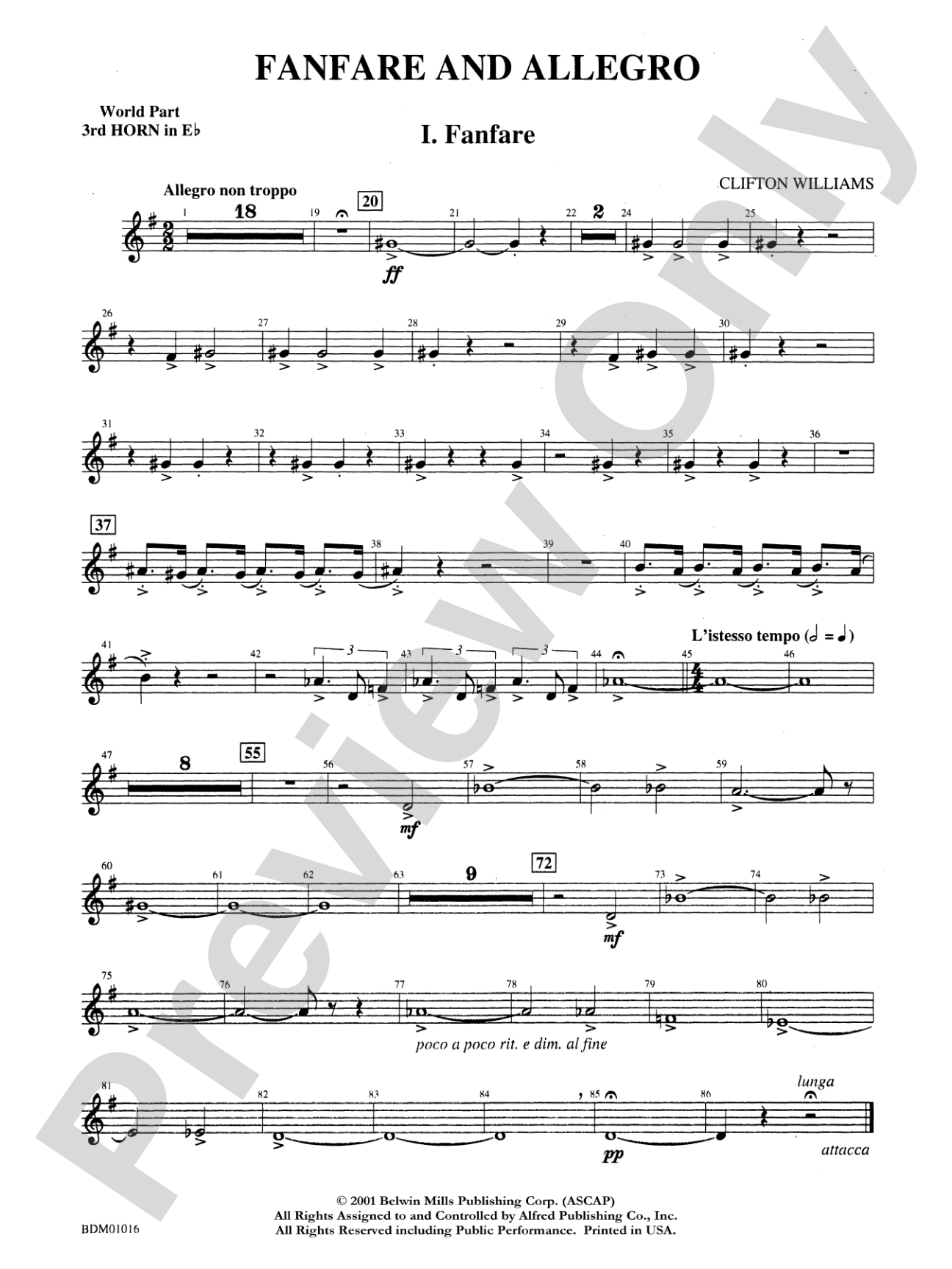 Fanfare and Allegro: (wp) 3rd Horn in E-flat