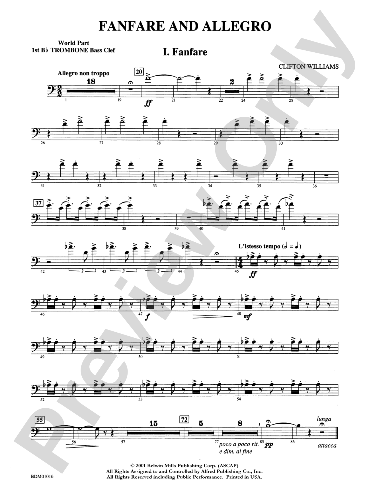 Fanfare and Allegro: (wp) 1st B-flat Trombone B.C.