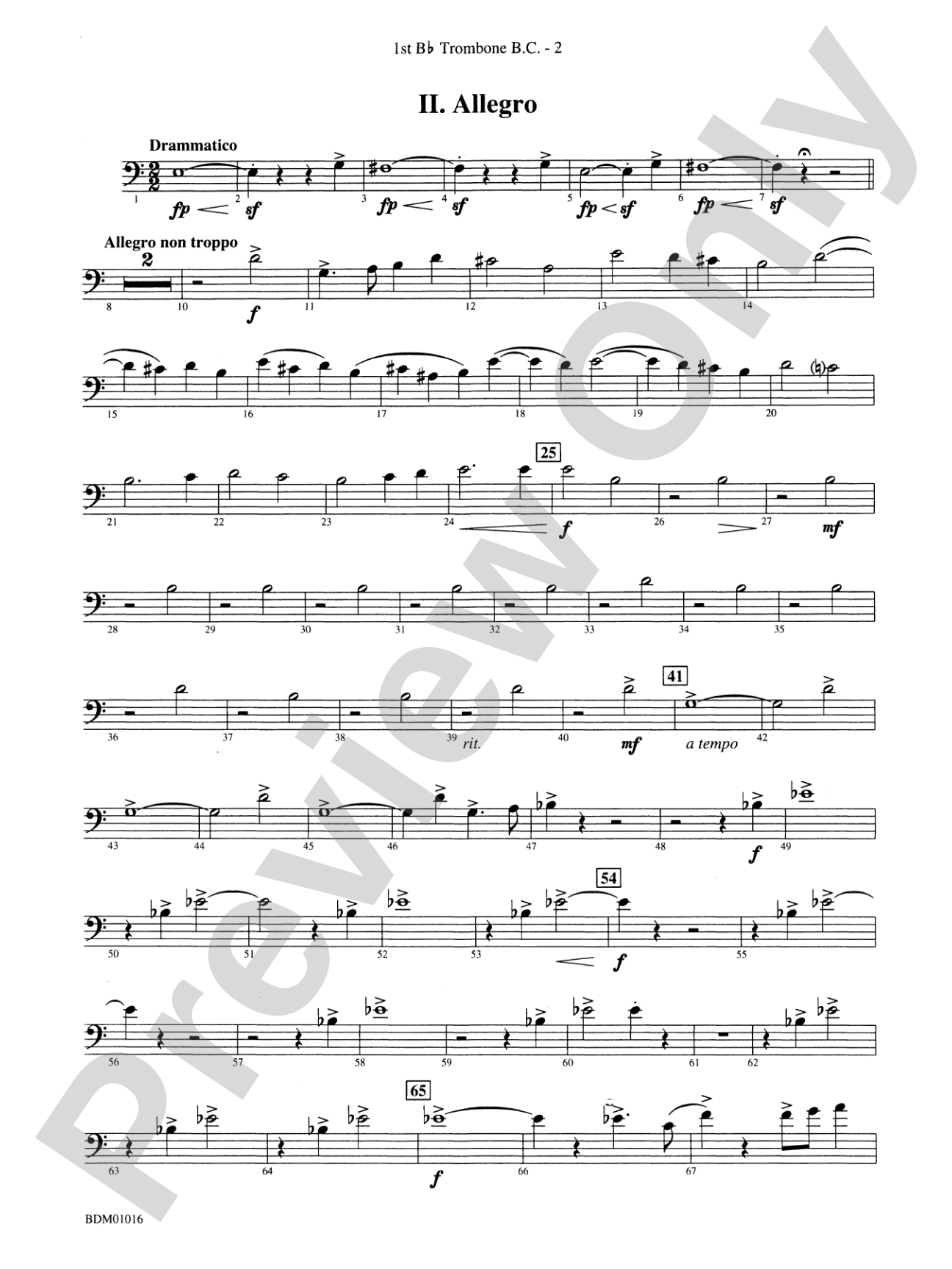 Fanfare and Allegro: (wp) 1st B-flat Trombone B.C.