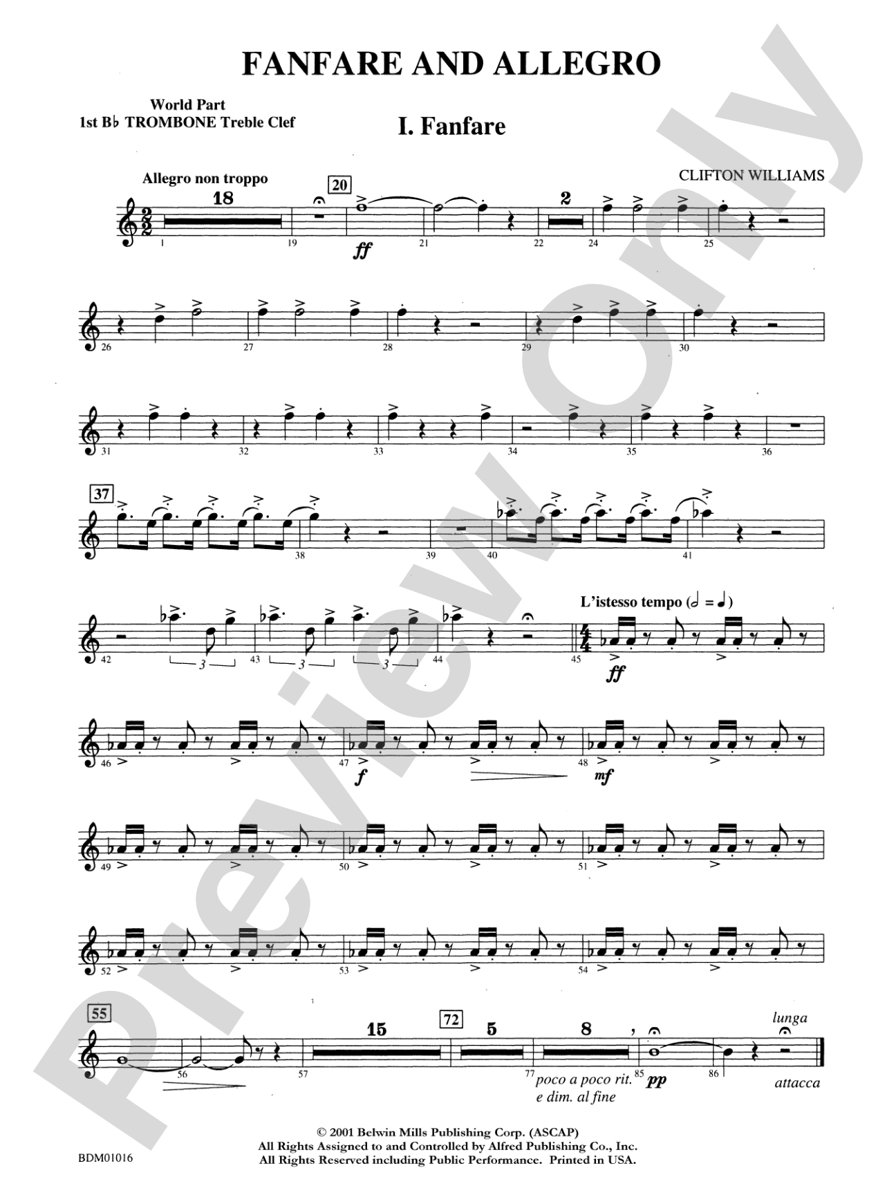 Fanfare and Allegro: (wp) 1st B-flat Trombone T.C.