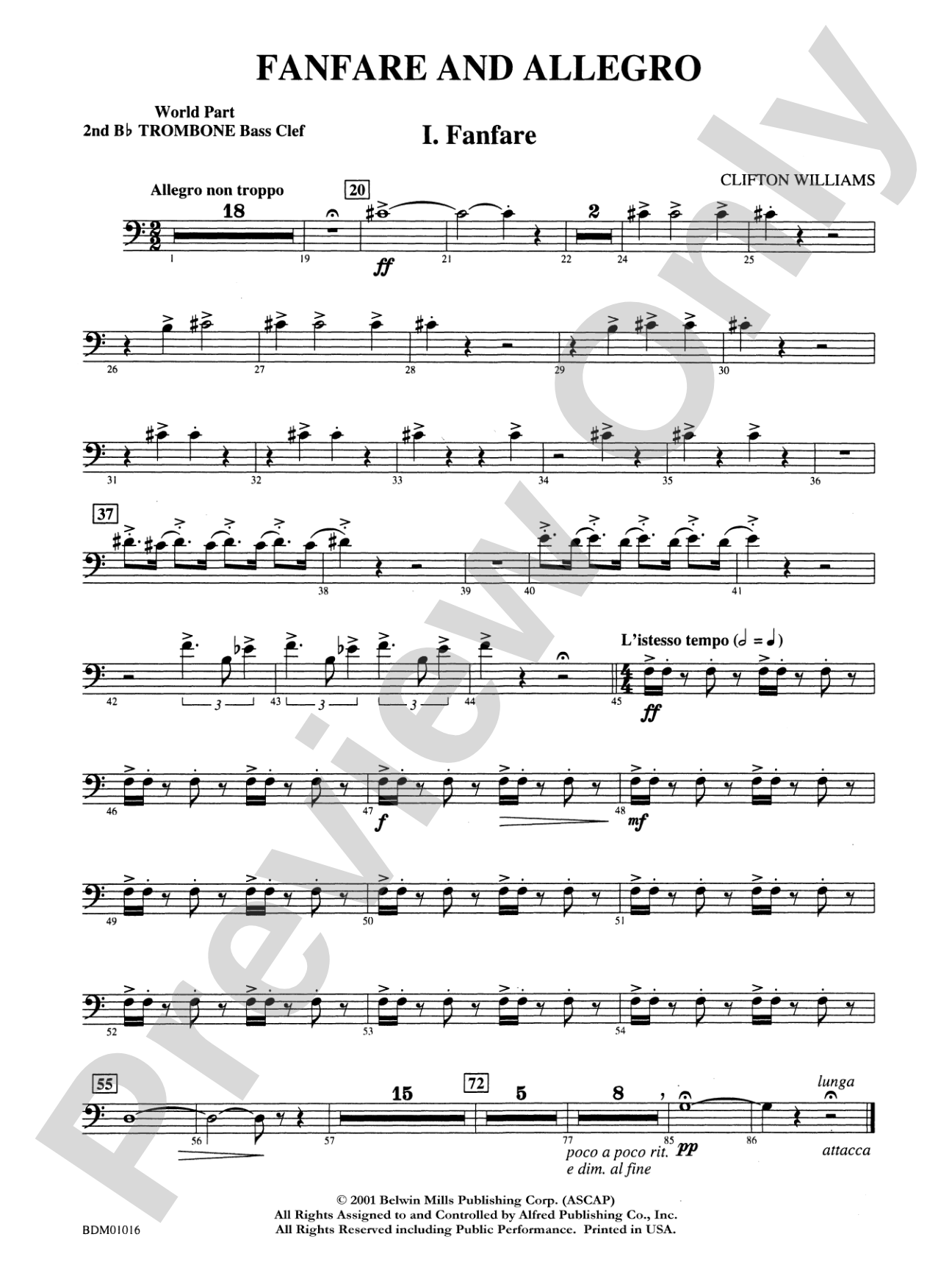Fanfare and Allegro: (wp) 2nd B-flat Trombone B.C.