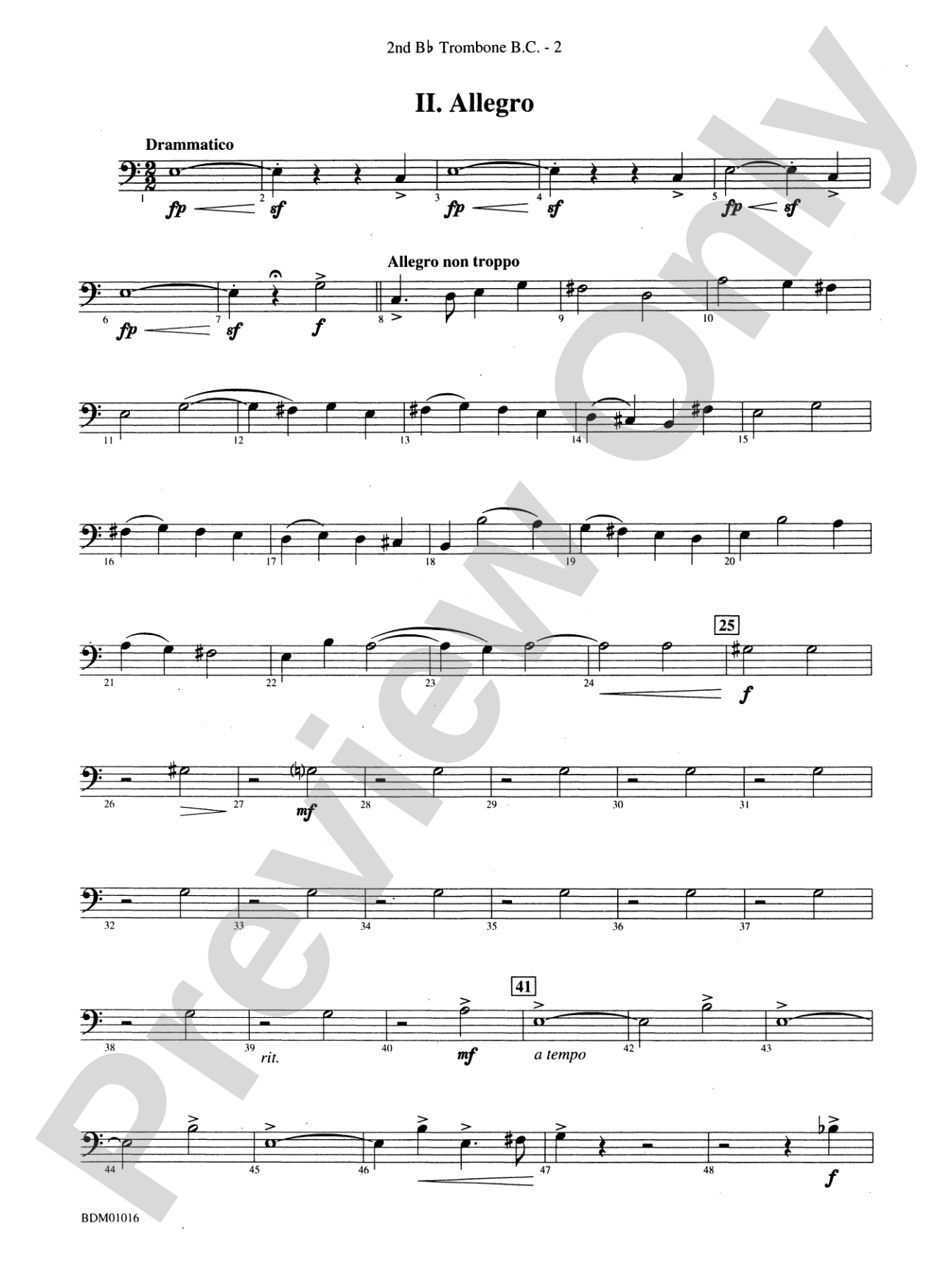 Fanfare and Allegro: (wp) 2nd B-flat Trombone B.C.