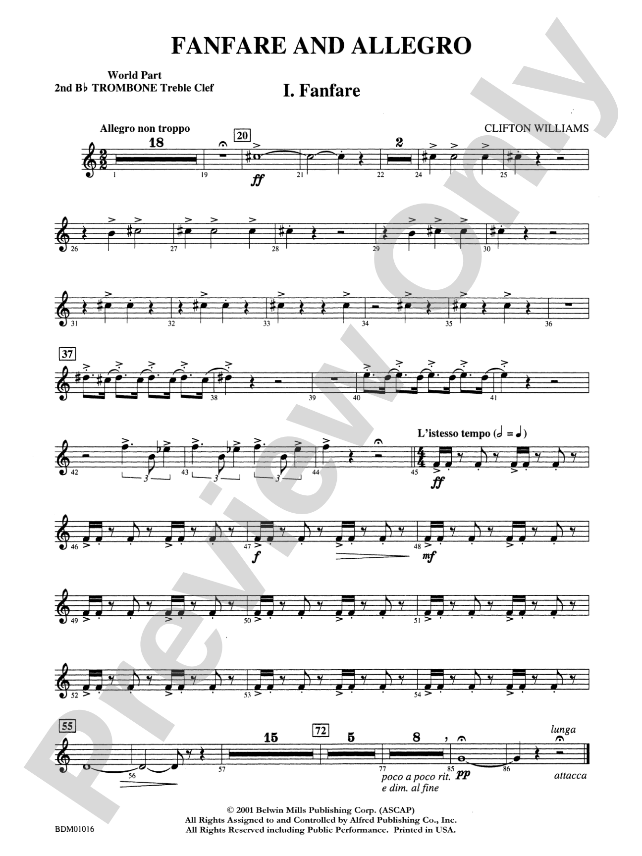 Fanfare and Allegro: (wp) 2nd B-flat Trombone T.C.
