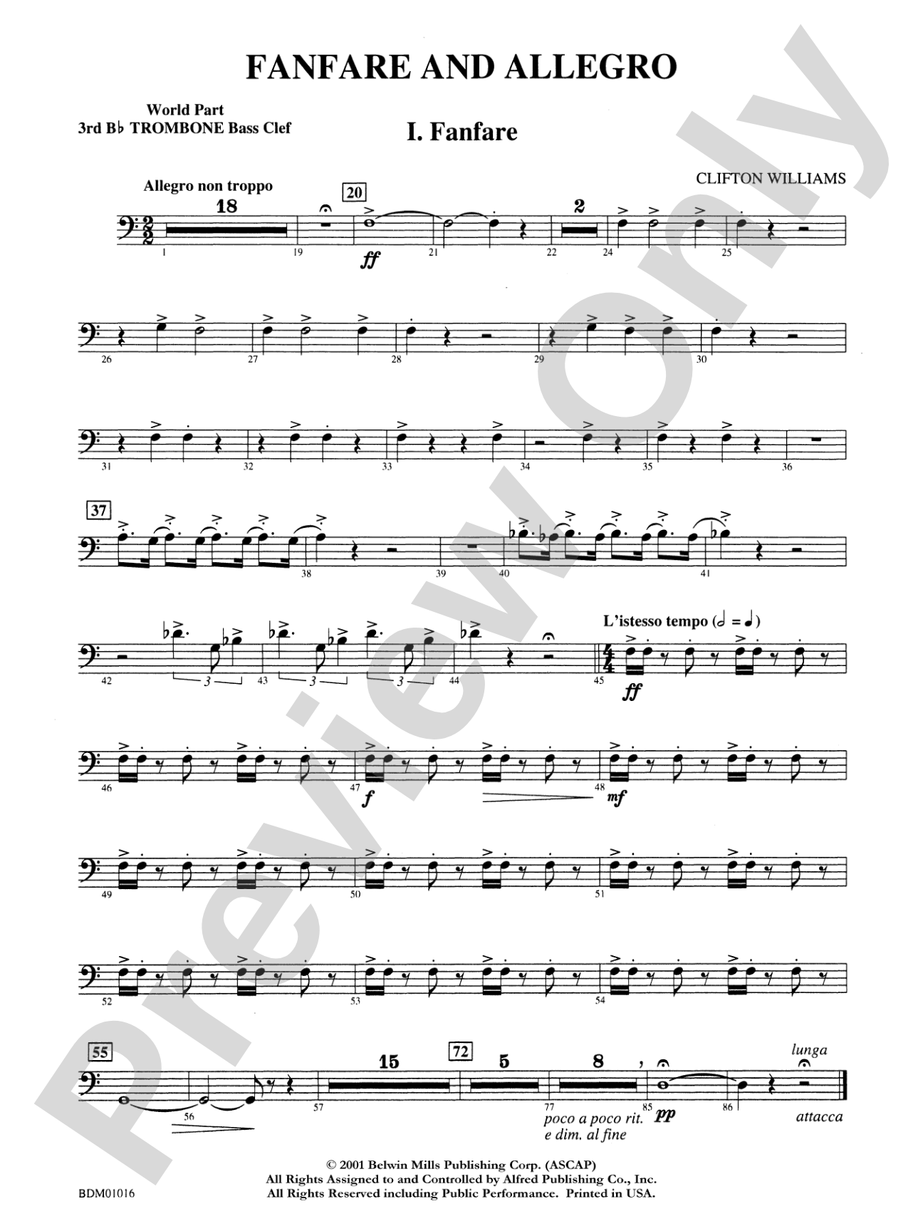 Fanfare and Allegro: (wp) 3rd B-flat Trombone B.C.