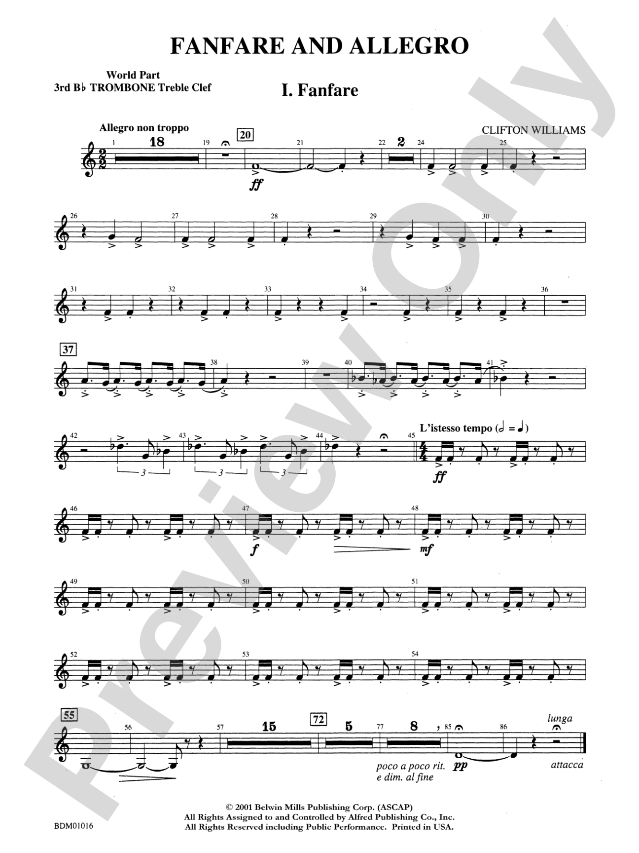 Fanfare and Allegro: (wp) 3rd B-flat Trombone T.C.
