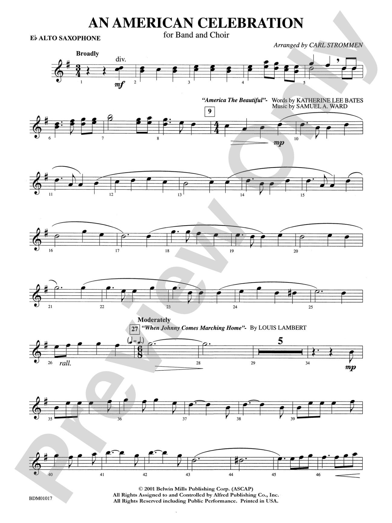 An American Celebration (for Band and Choir): E-flat Alto Saxophone