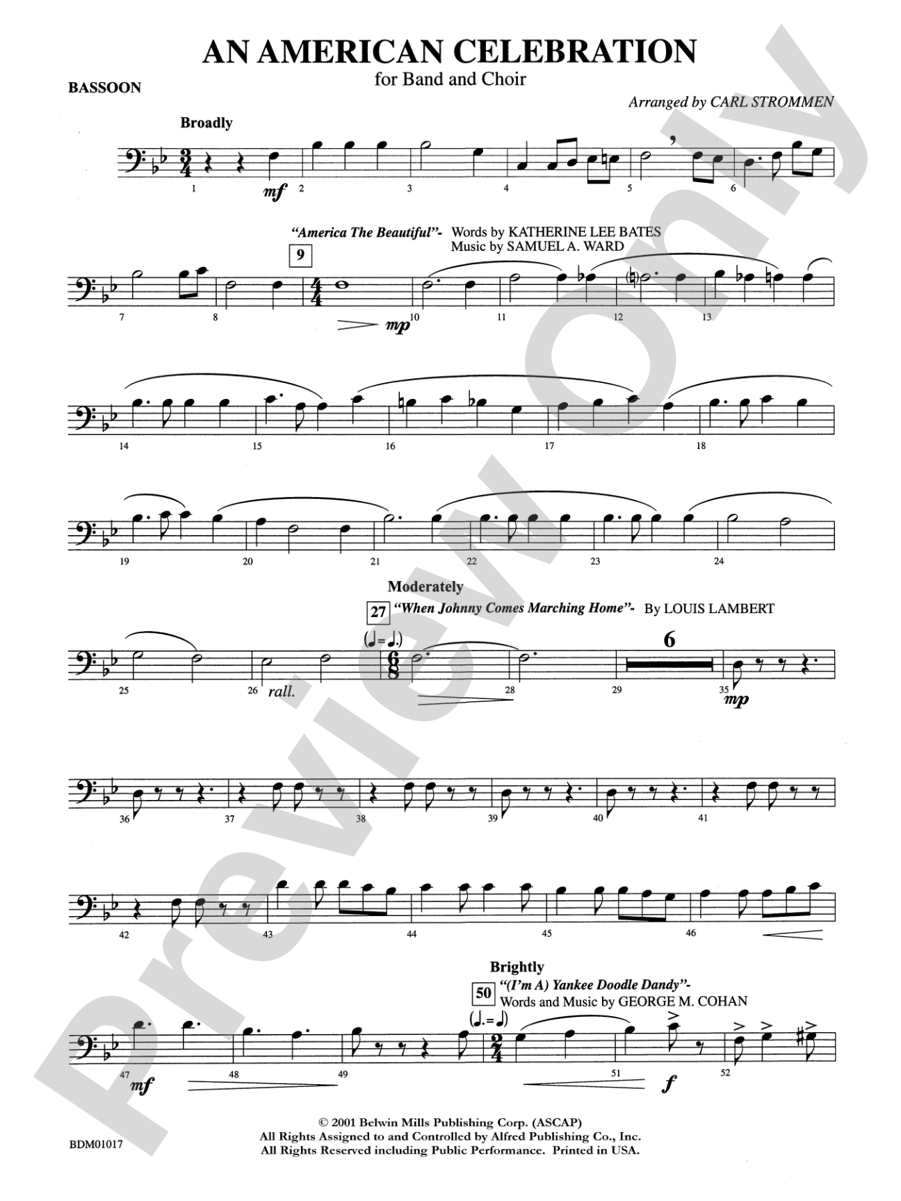 An American Celebration (for Band and Choir): Bassoon