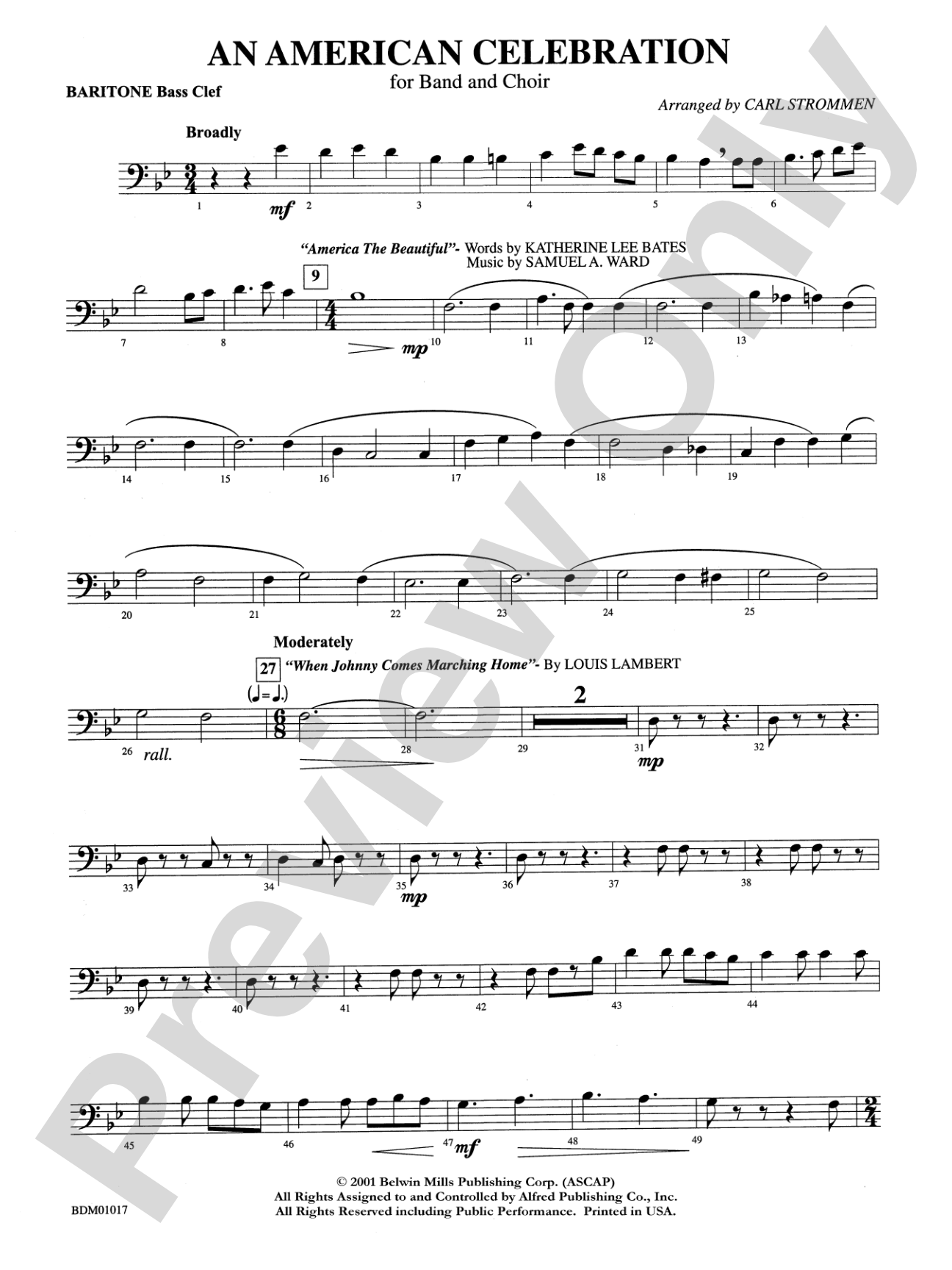 An American Celebration (for Band and Choir): Baritone B.C.