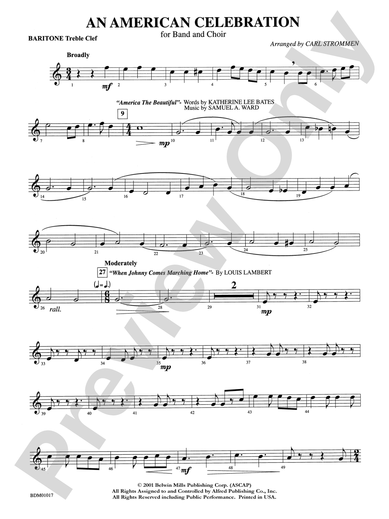 An American Celebration (for Band and Choir): Baritone T.C.