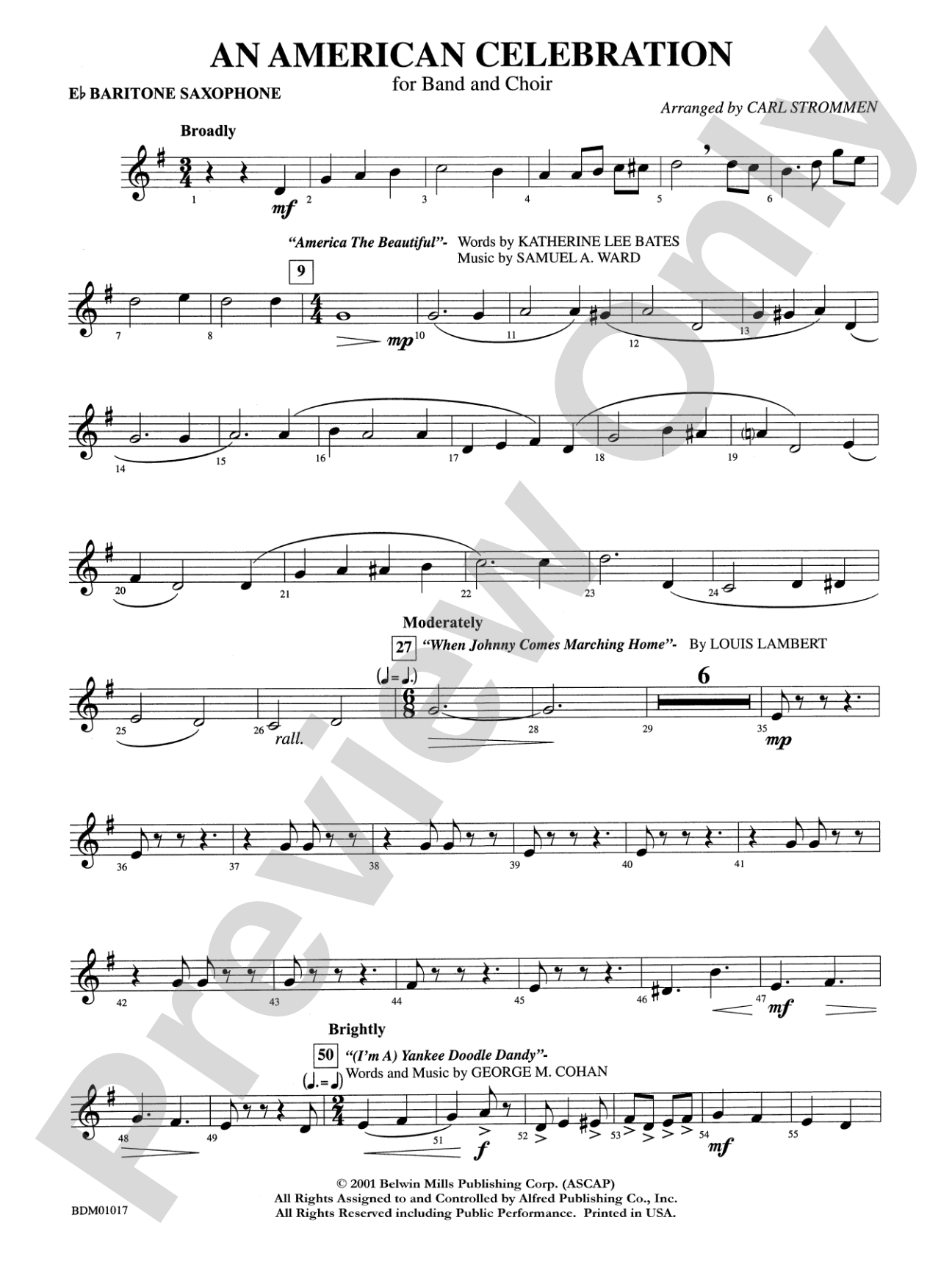 An American Celebration (for Band and Choir): E-flat Baritone Saxophone
