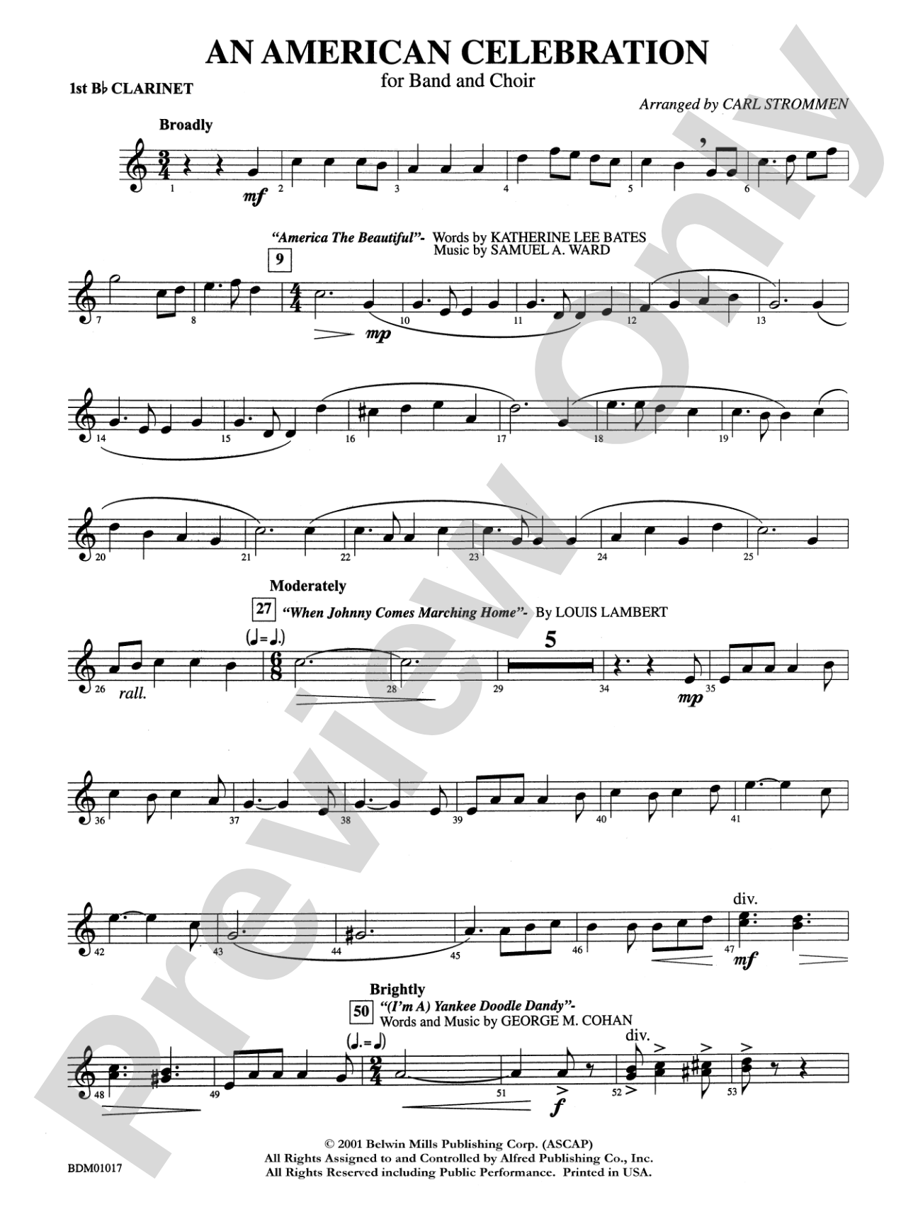 An American Celebration (for Band and Choir): 1st B-flat Clarinet