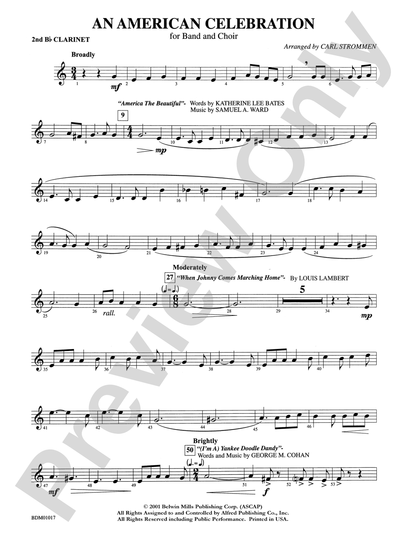 An American Celebration (for Band and Choir): 2nd B-flat Clarinet