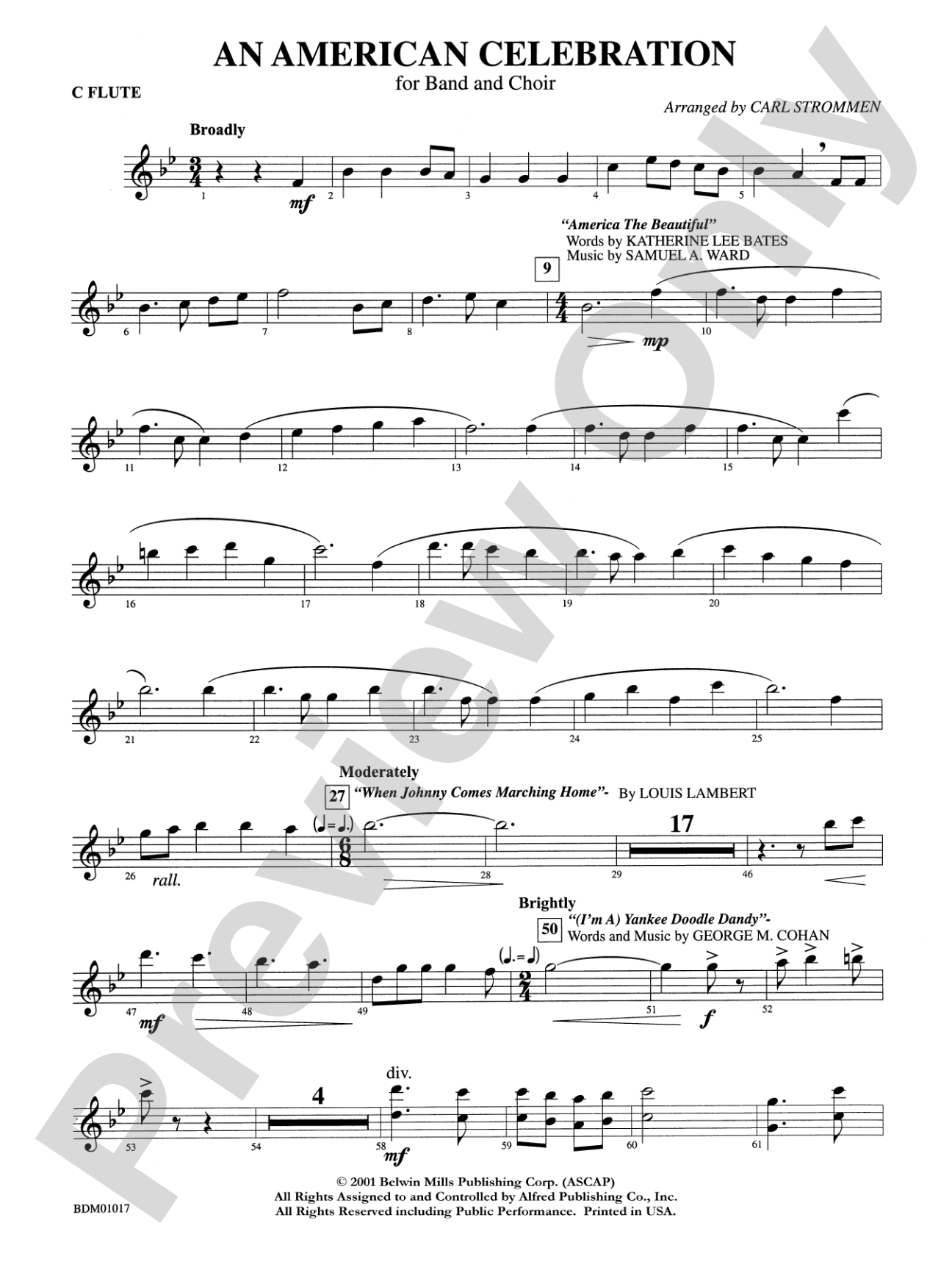 An American Celebration (for Band and Choir): Flute