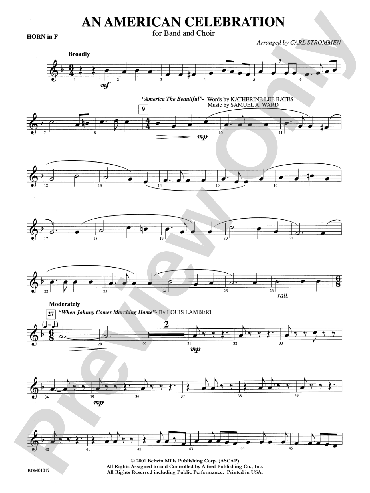 An American Celebration (for Band and Choir): 1st F Horn
