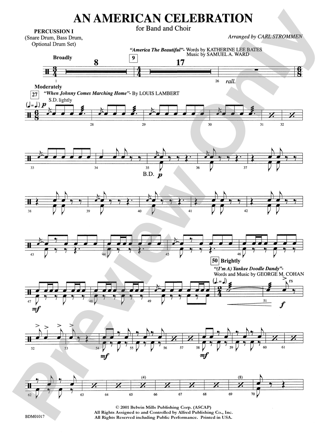 An American Celebration (for Band and Choir): 1st Percussion