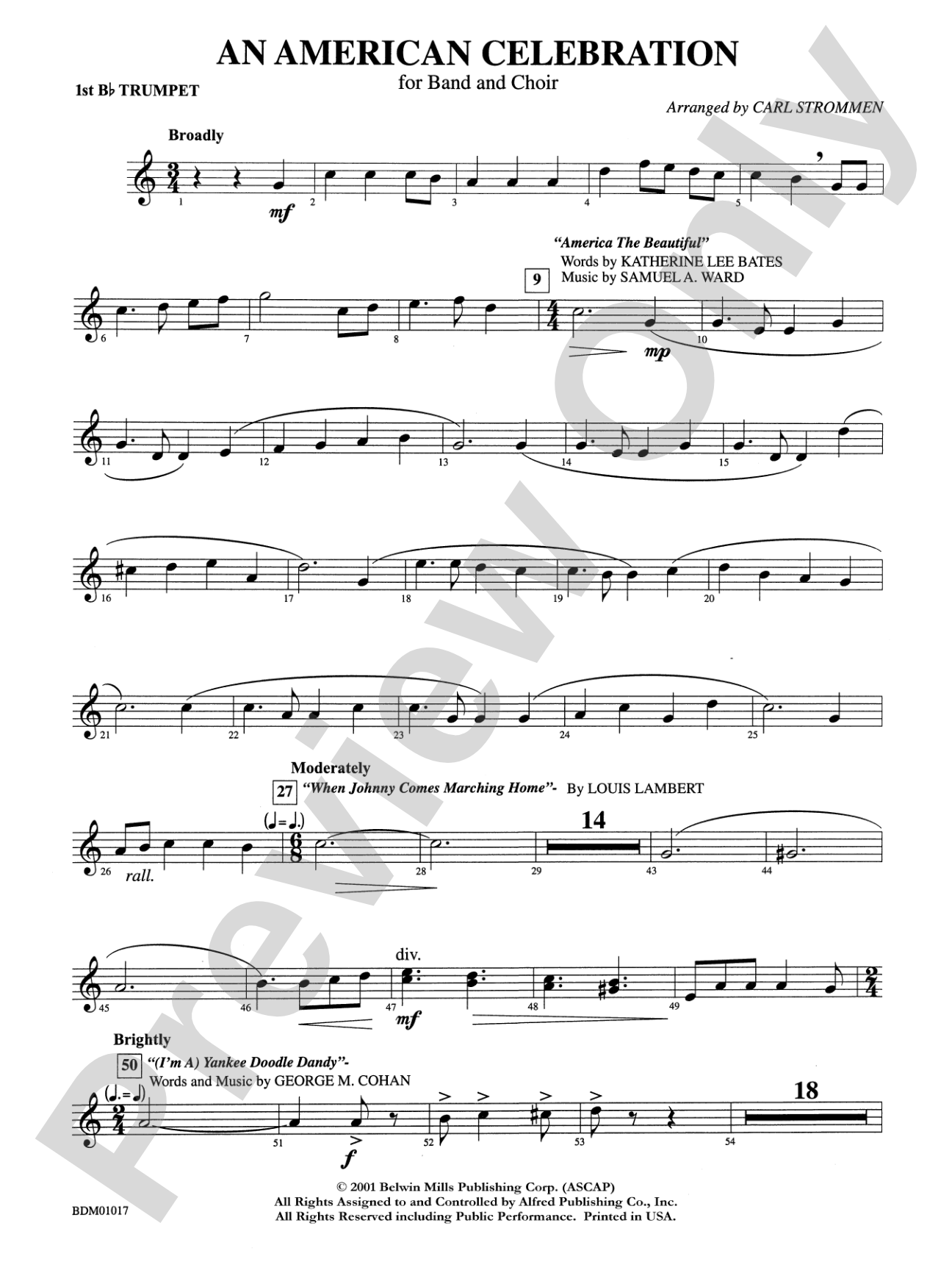 An American Celebration (for Band and Choir): 1st B-flat Trumpet