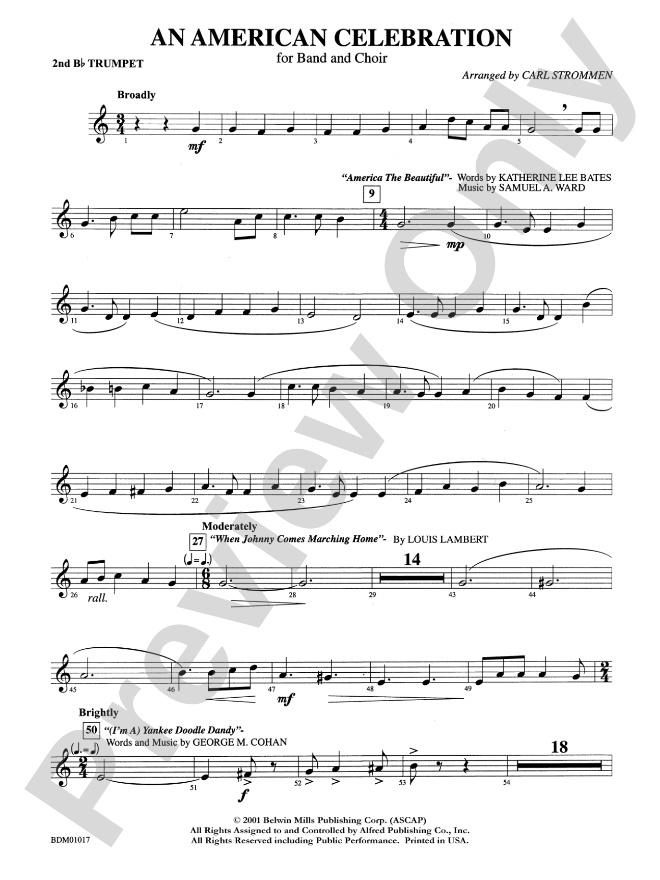 An American Celebration (for Band and Choir): 2nd B-flat Trumpet