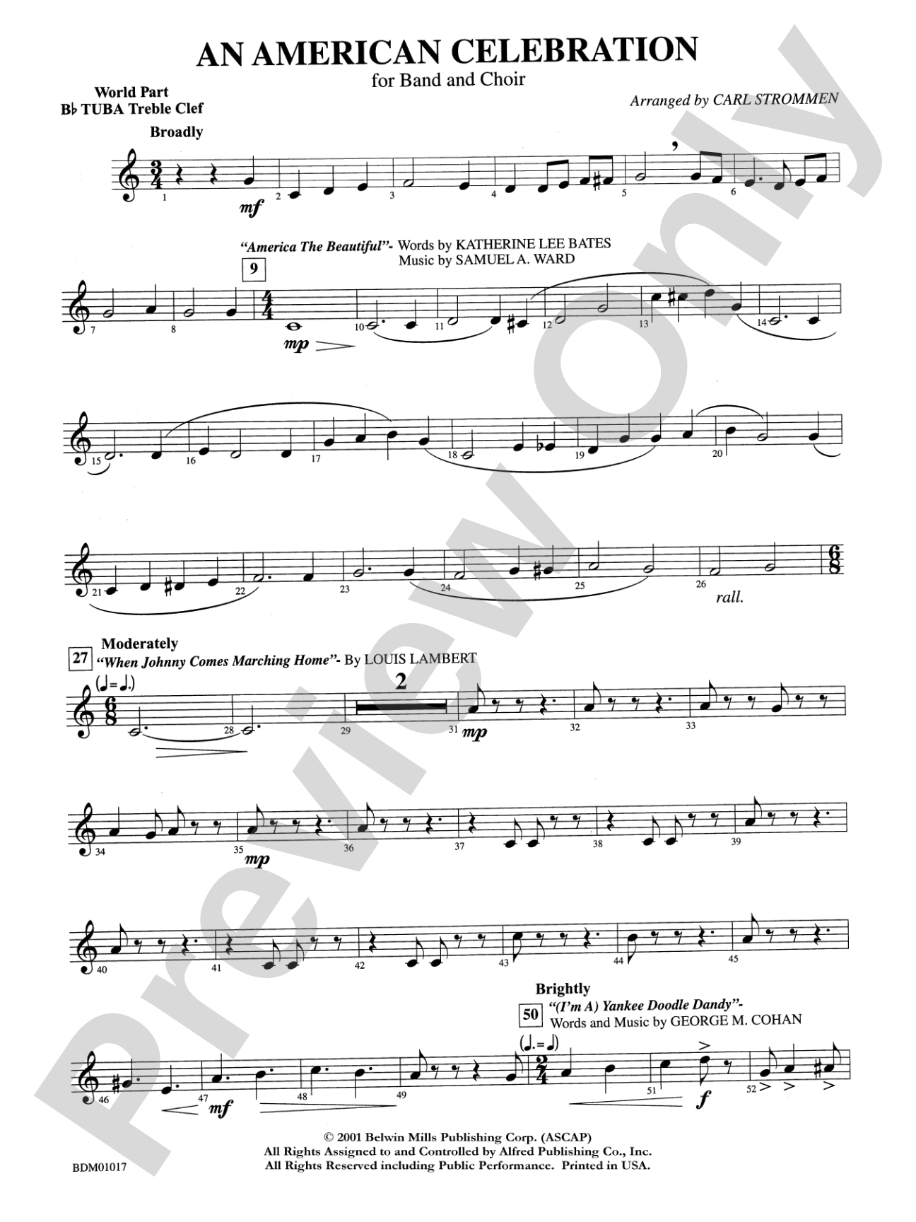 An American Celebration (for Band and Choir): WP B-flat Tuba T.C.