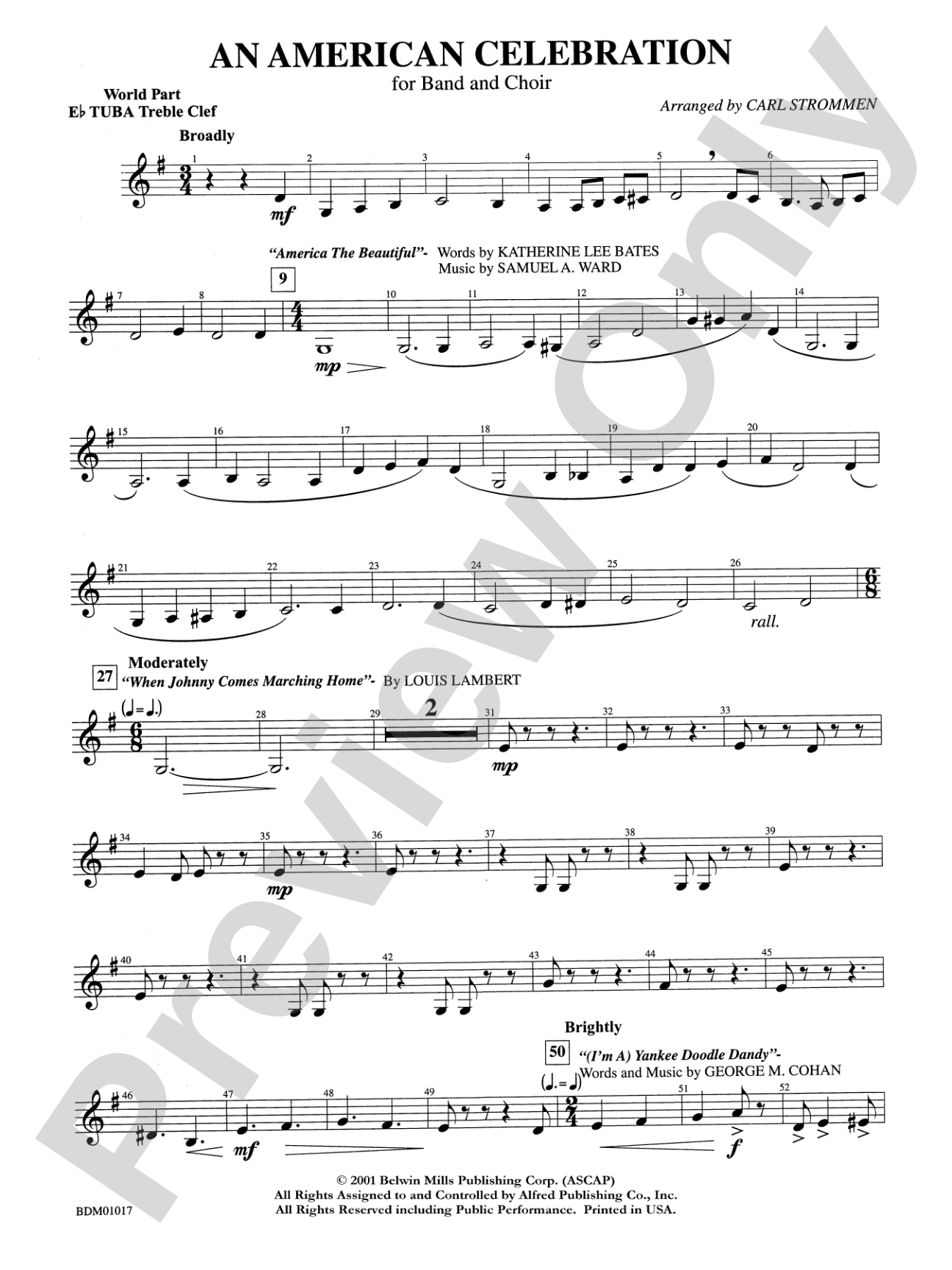An American Celebration (for Band and Choir): WP E-flat Tuba T.C.
