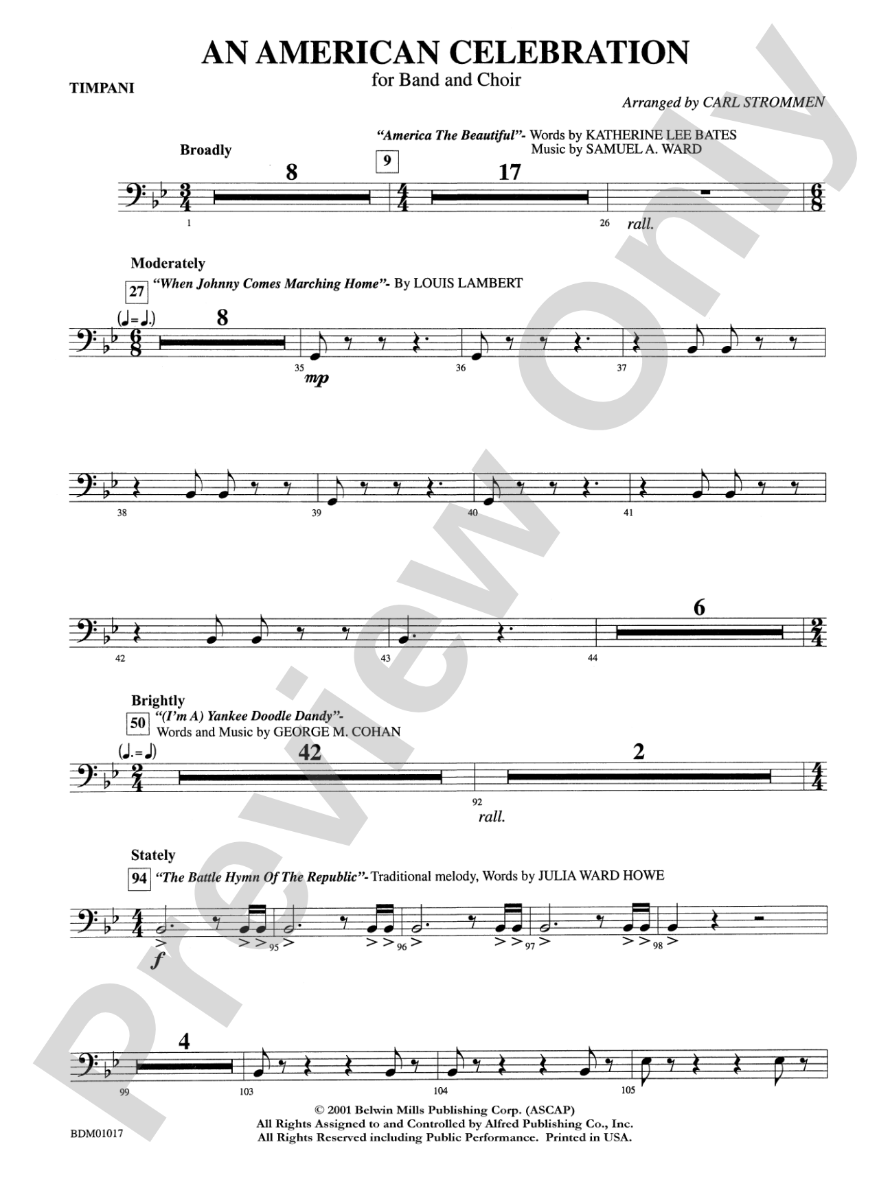 An American Celebration (for Band and Choir): Timpani