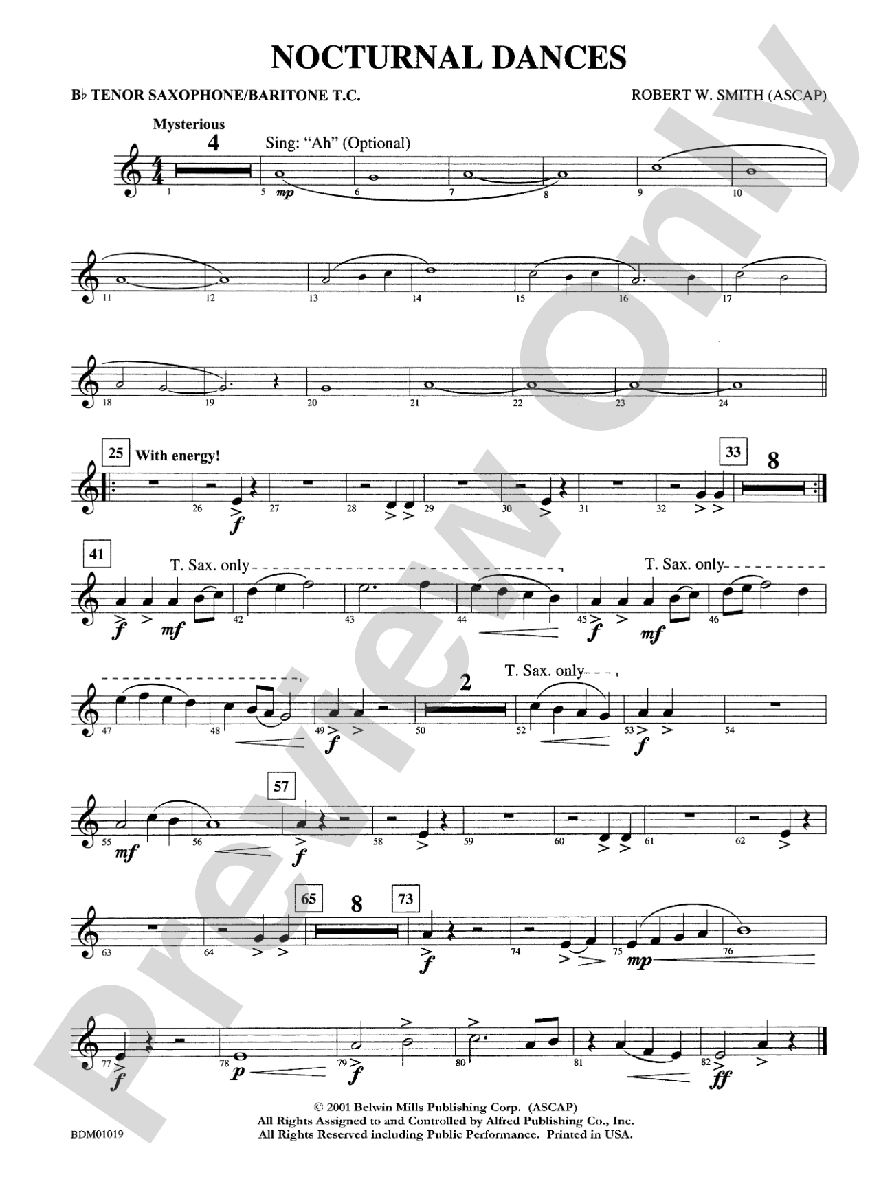 Nocturnal Dances: B-flat Tenor Saxophone