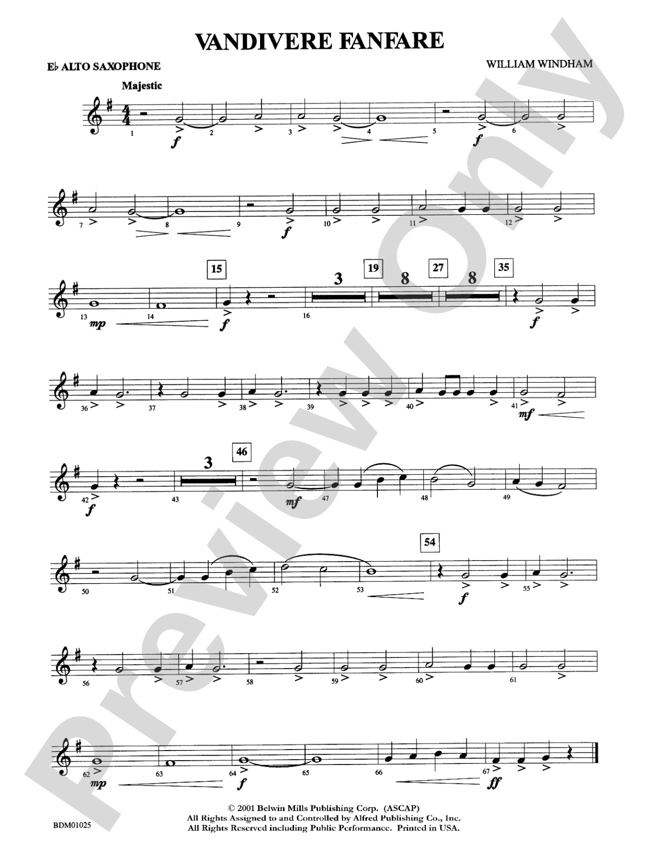 Vandivere Fanfare: E-flat Alto Saxophone