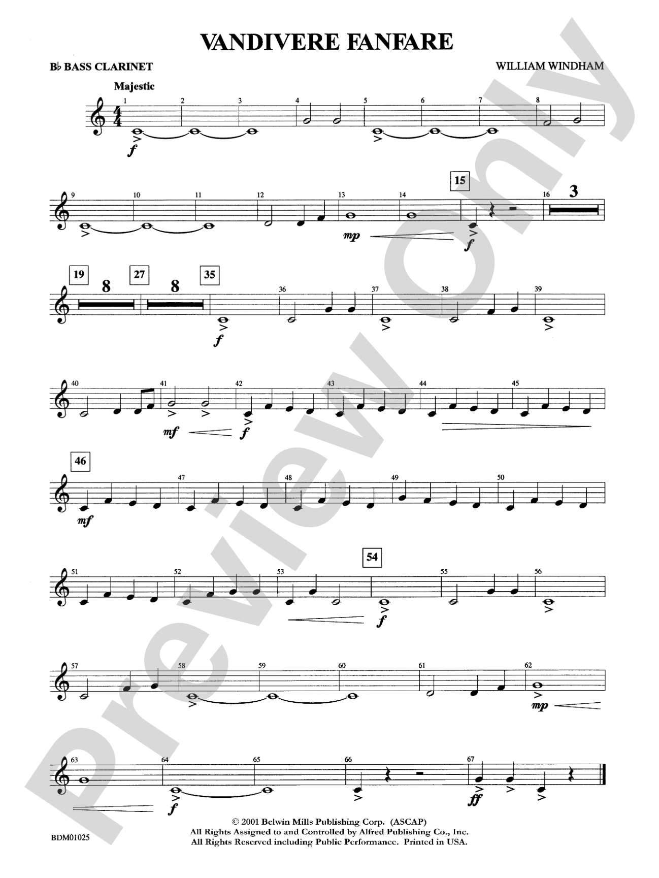 Vandivere Fanfare: B-flat Bass Clarinet