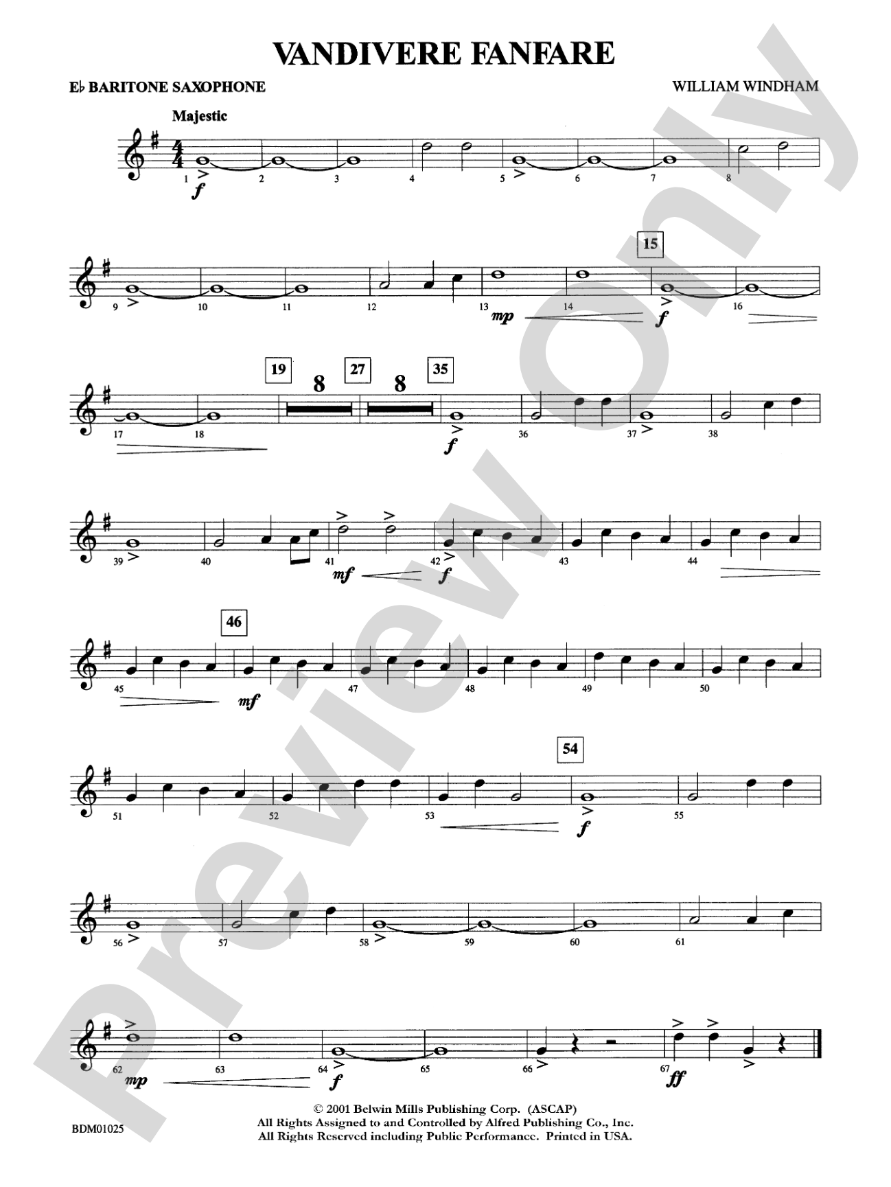 Vandivere Fanfare: E-flat Baritone Saxophone
