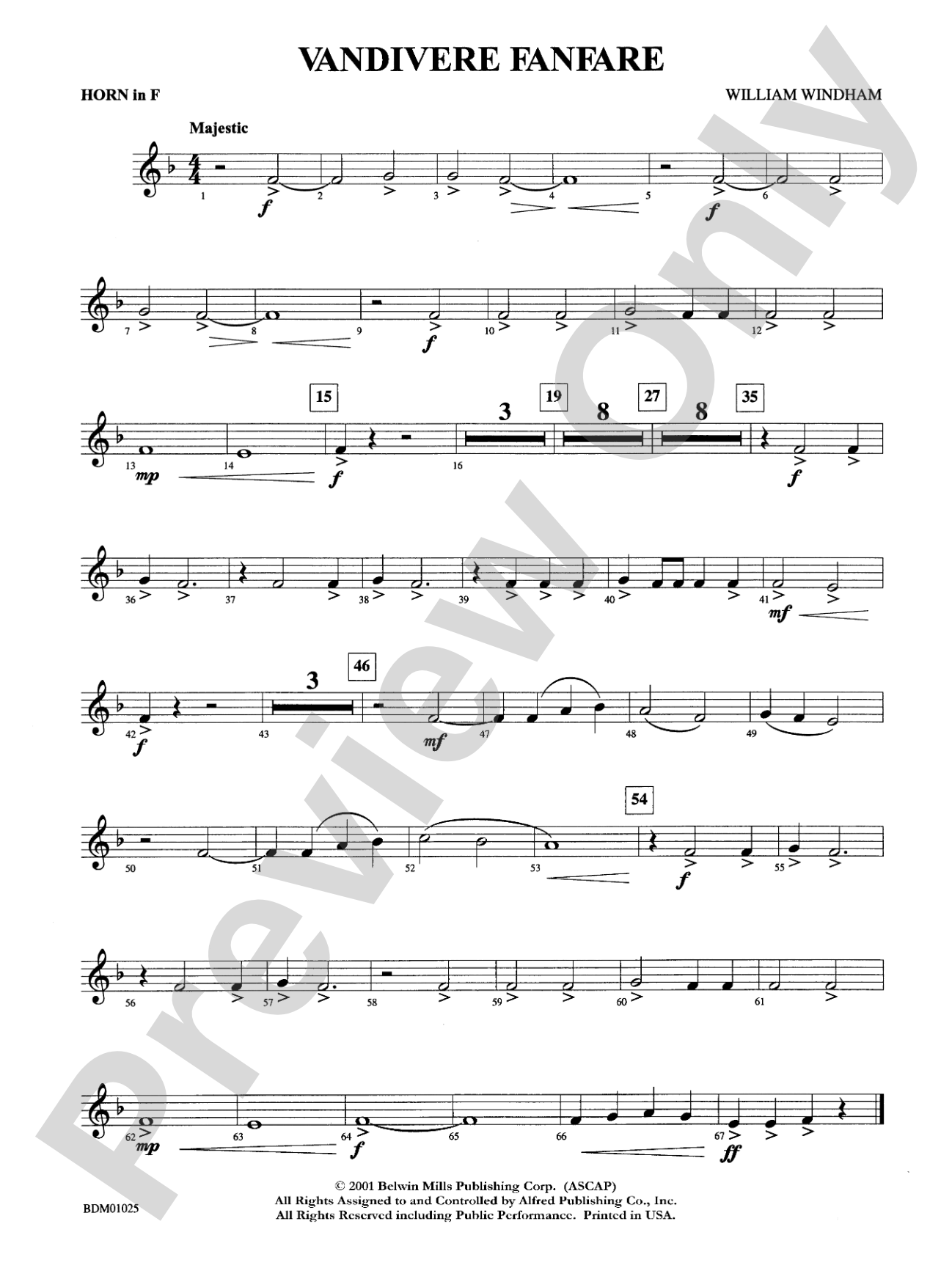 Vandivere Fanfare: 1st F Horn