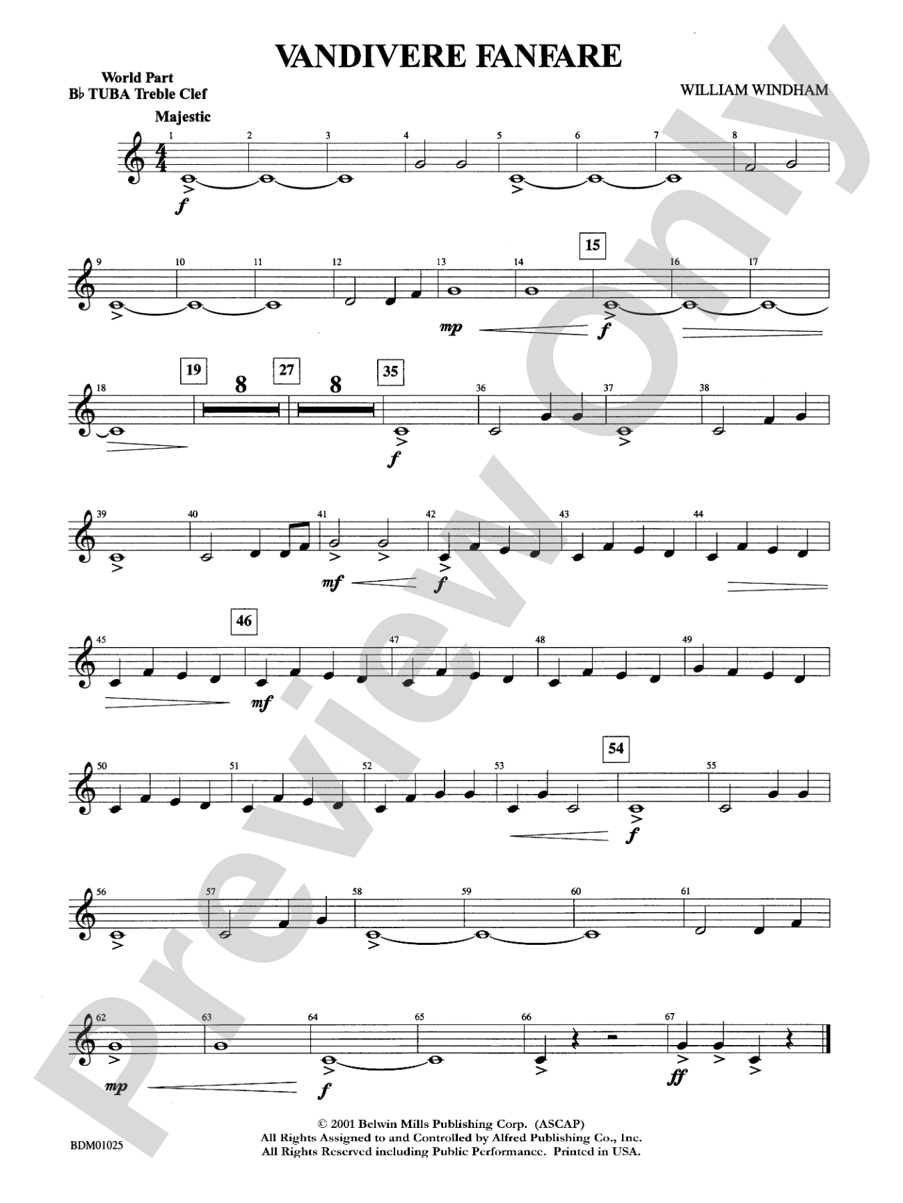 Vandivere Fanfare: WP B-flat Tuba T.C.