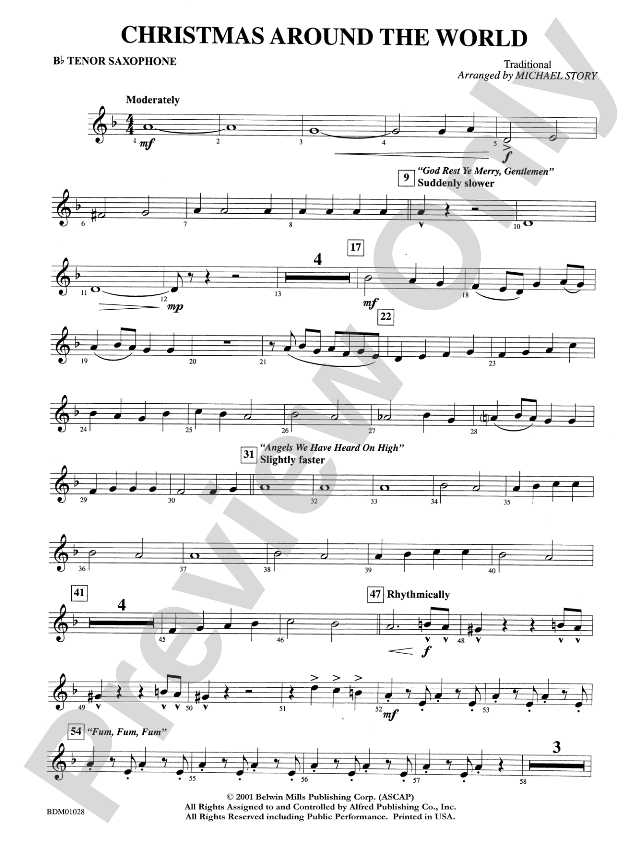 Christmas Around the World: B-flat Tenor Saxophone