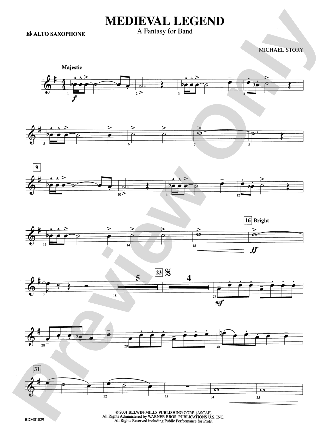 Medieval Legend (A Fantasy for Band): E-flat Alto Saxophone