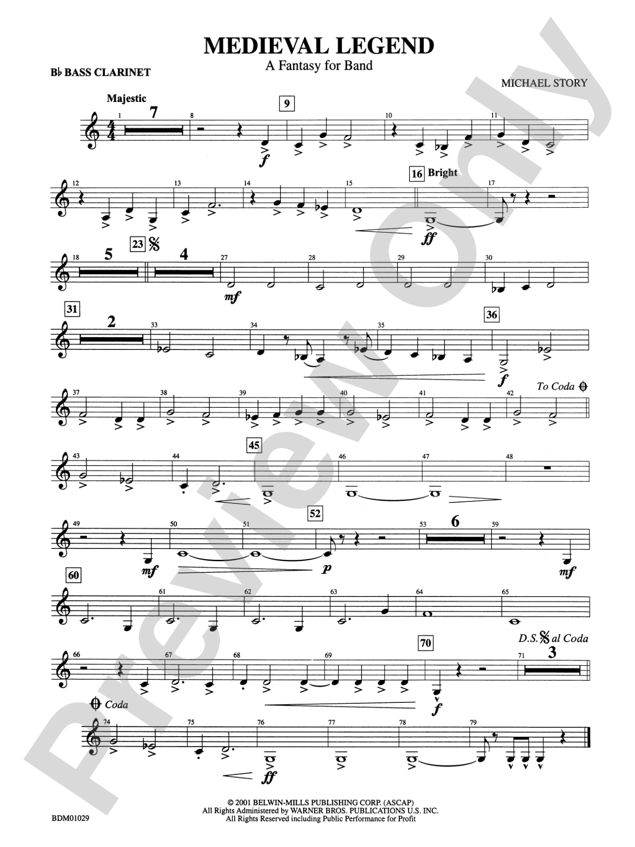 Medieval Legend (A Fantasy for Band): B-flat Bass Clarinet
