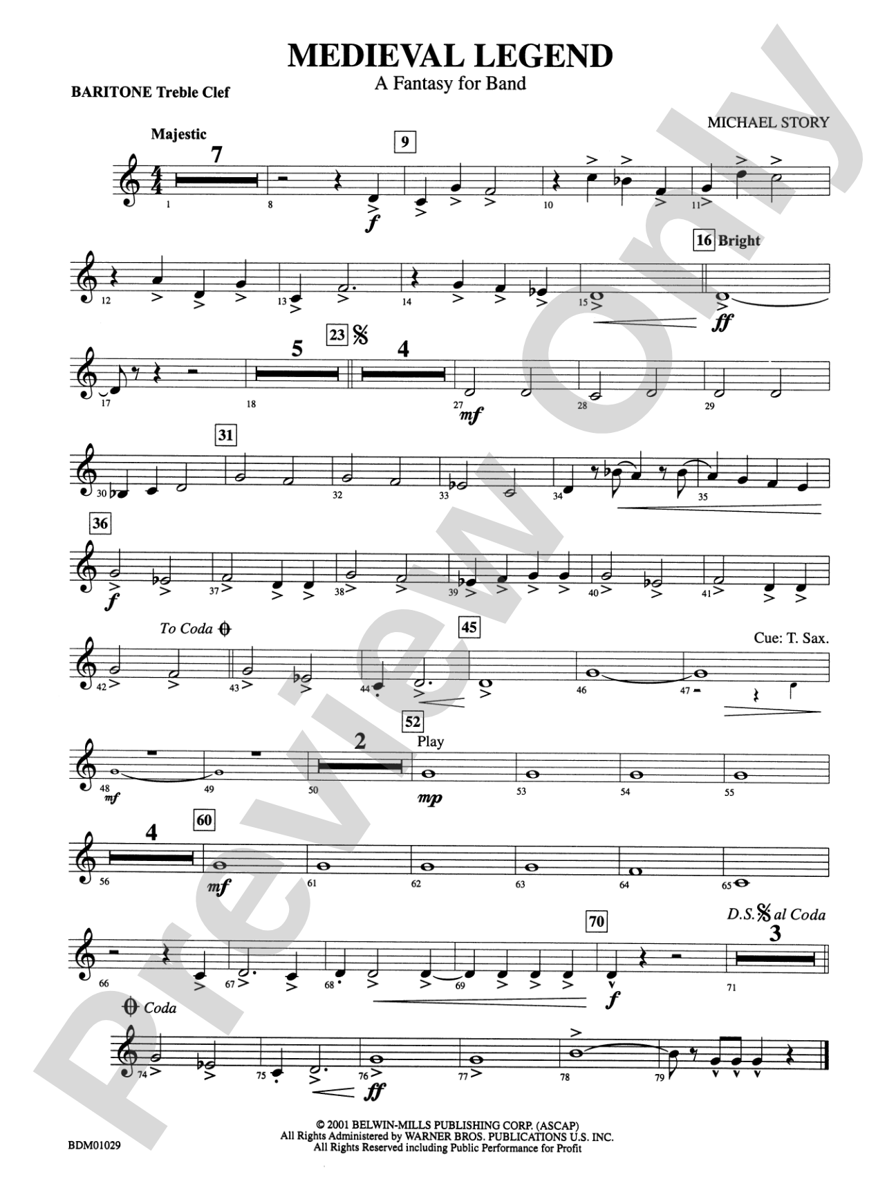 Medieval Legend (A Fantasy for Band): Baritone T.C.