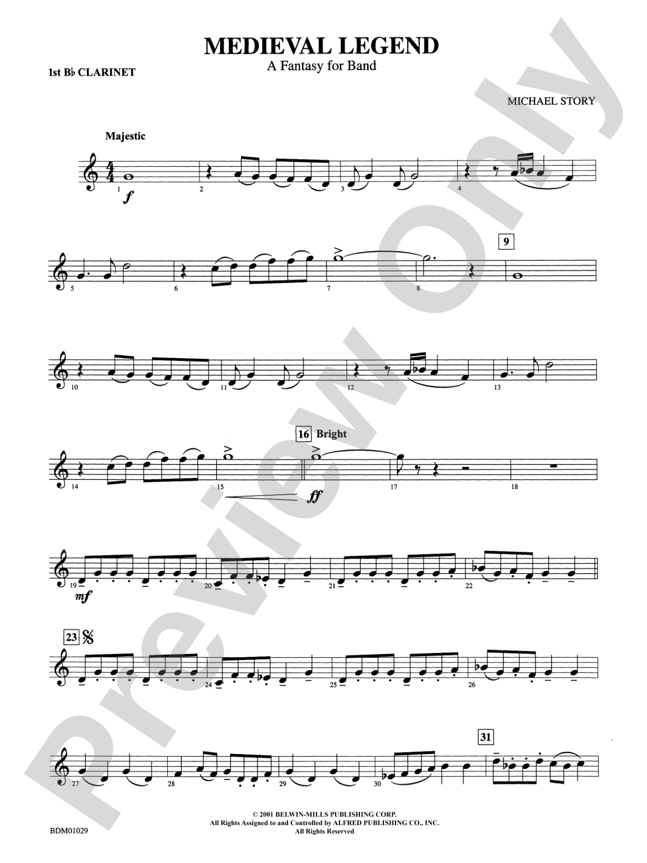 Medieval Legend (A Fantasy for Band): 1st B-flat Clarinet
