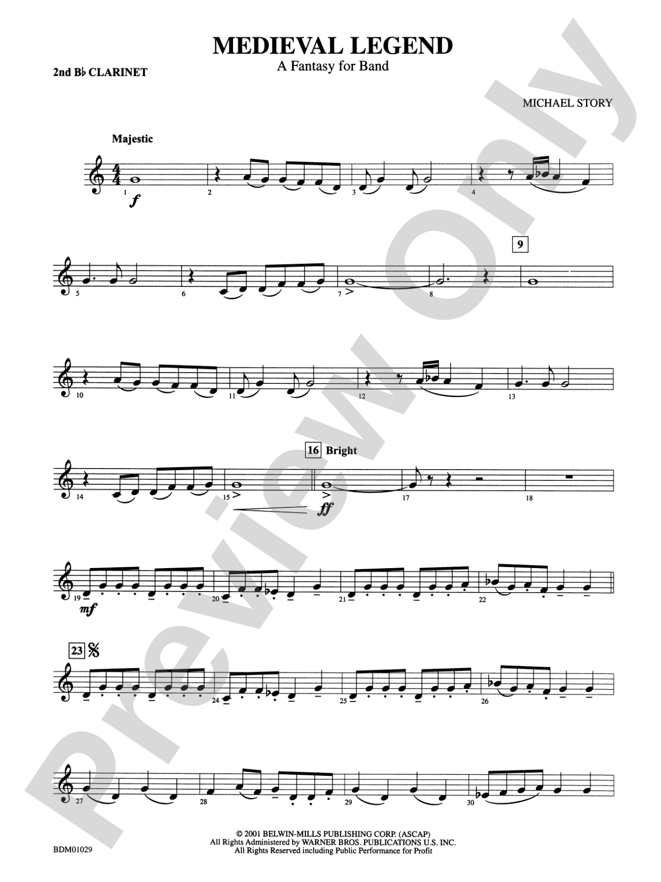 Medieval Legend (A Fantasy for Band): 2nd B-flat Clarinet