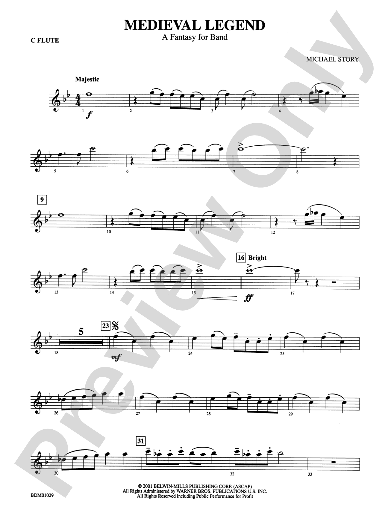 Medieval Legend (A Fantasy for Band): Flute