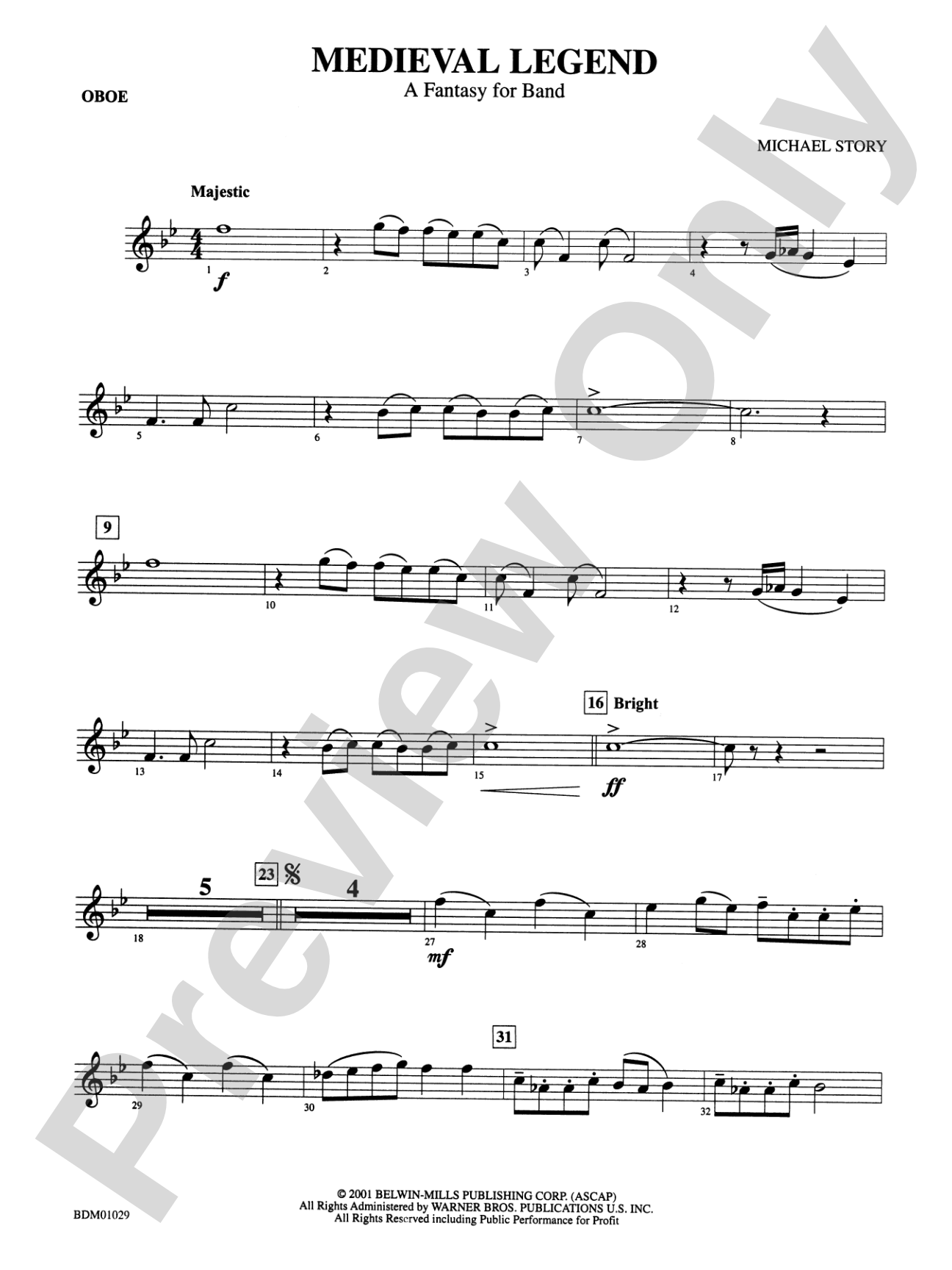 Medieval Legend (A Fantasy for Band): Oboe